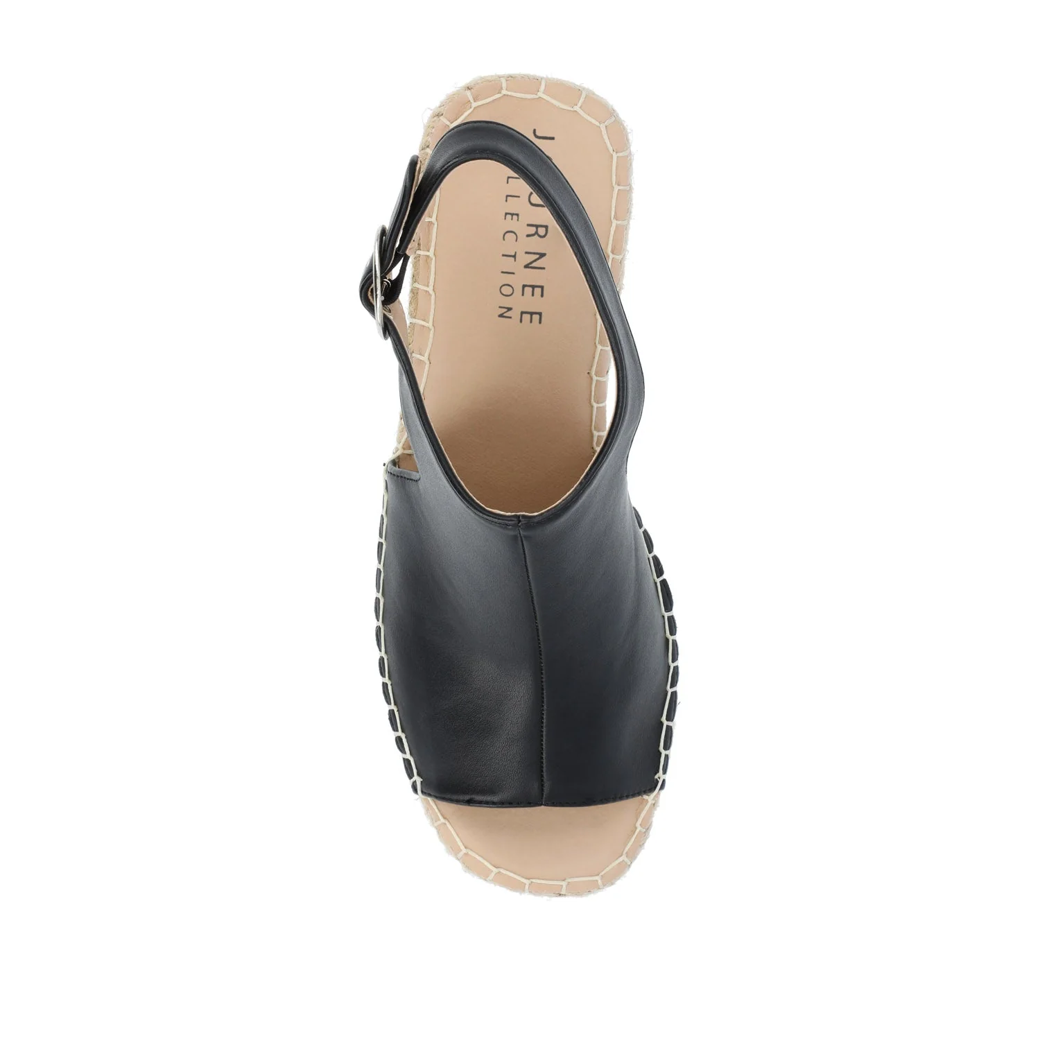 CREW ESPADRILLE WEDGE HEEL SANDALS IN WIDE - Black PU - Image 6