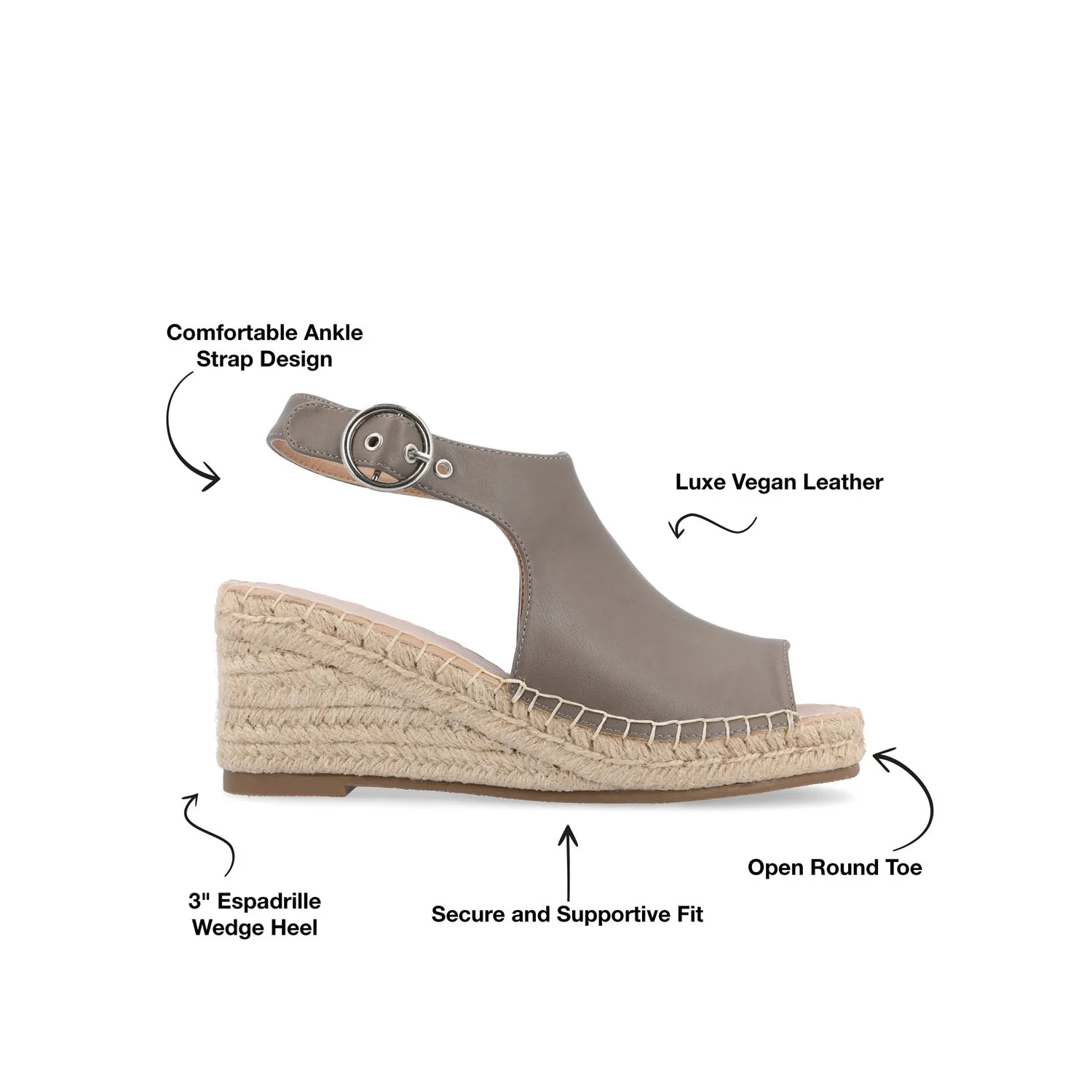 CREW ESPADRILLE WEDGE HEEL SANDALS IN WIDE - Taupe PU - Image 9