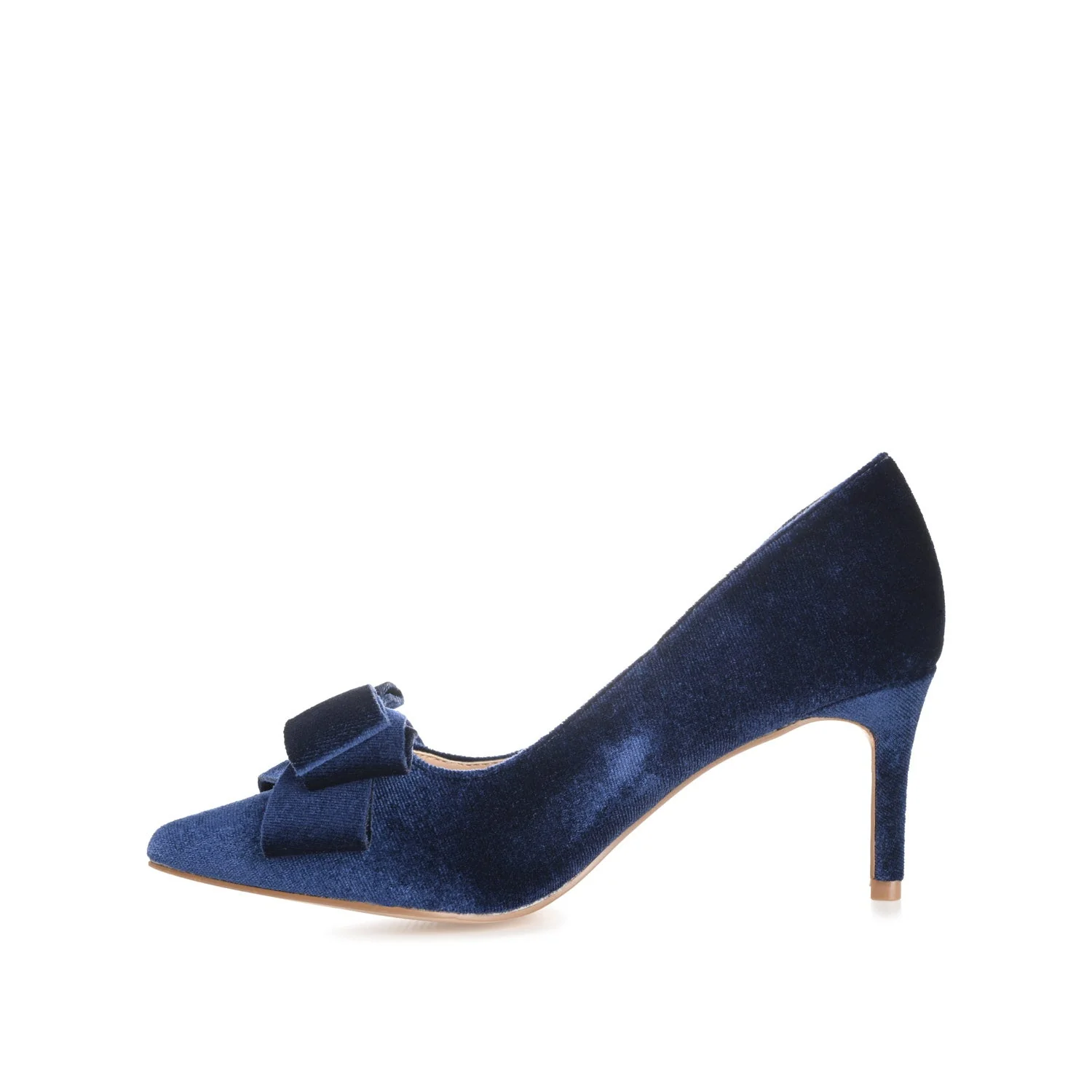 CRYSTOL STILETTO PUMP HEELS IN VELVET - Navy Nubuck - Image 3