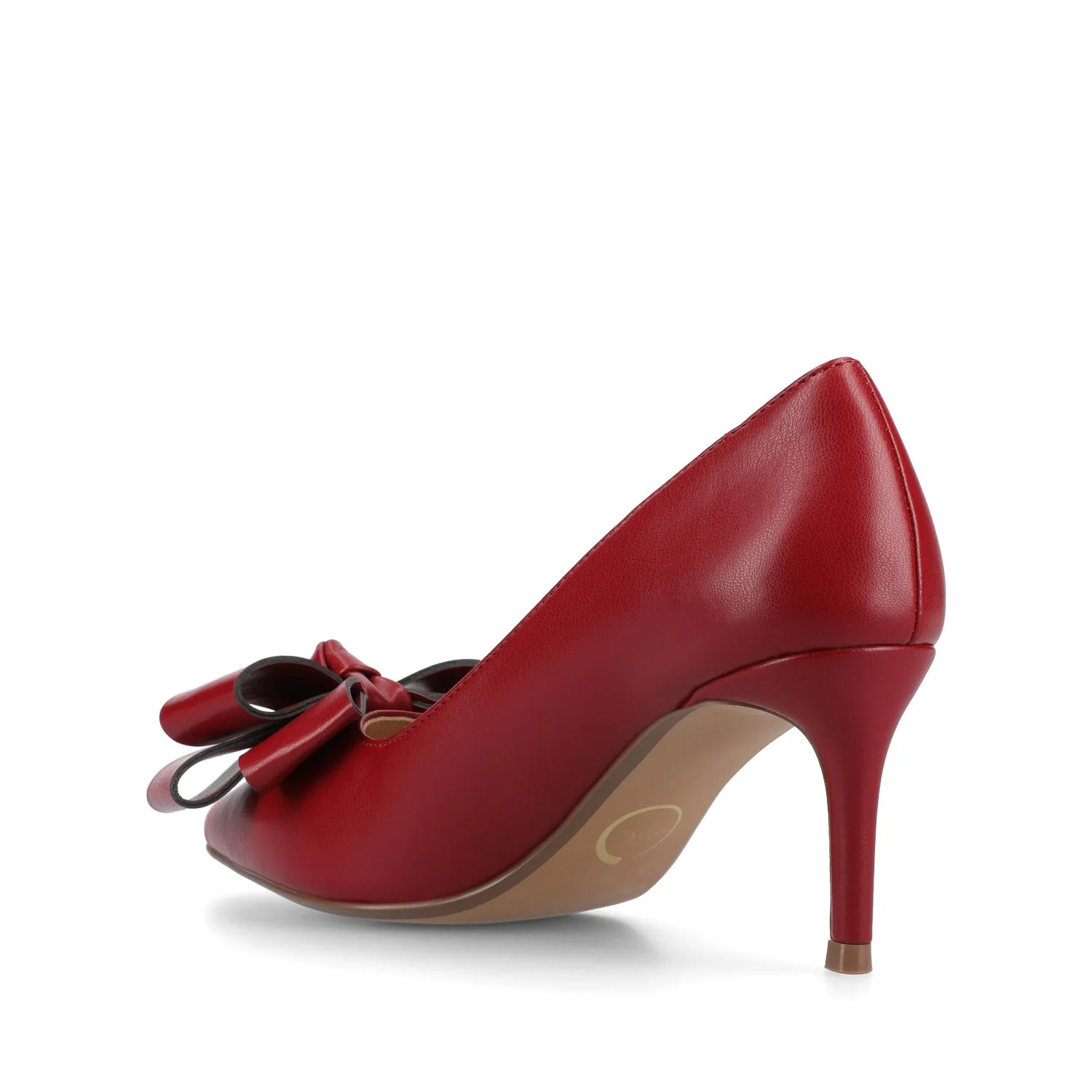 CRYSTOL STILETTO PUMP HEELS IN VEGAN LEATHER IN WIDE - Cranberry - Image 3