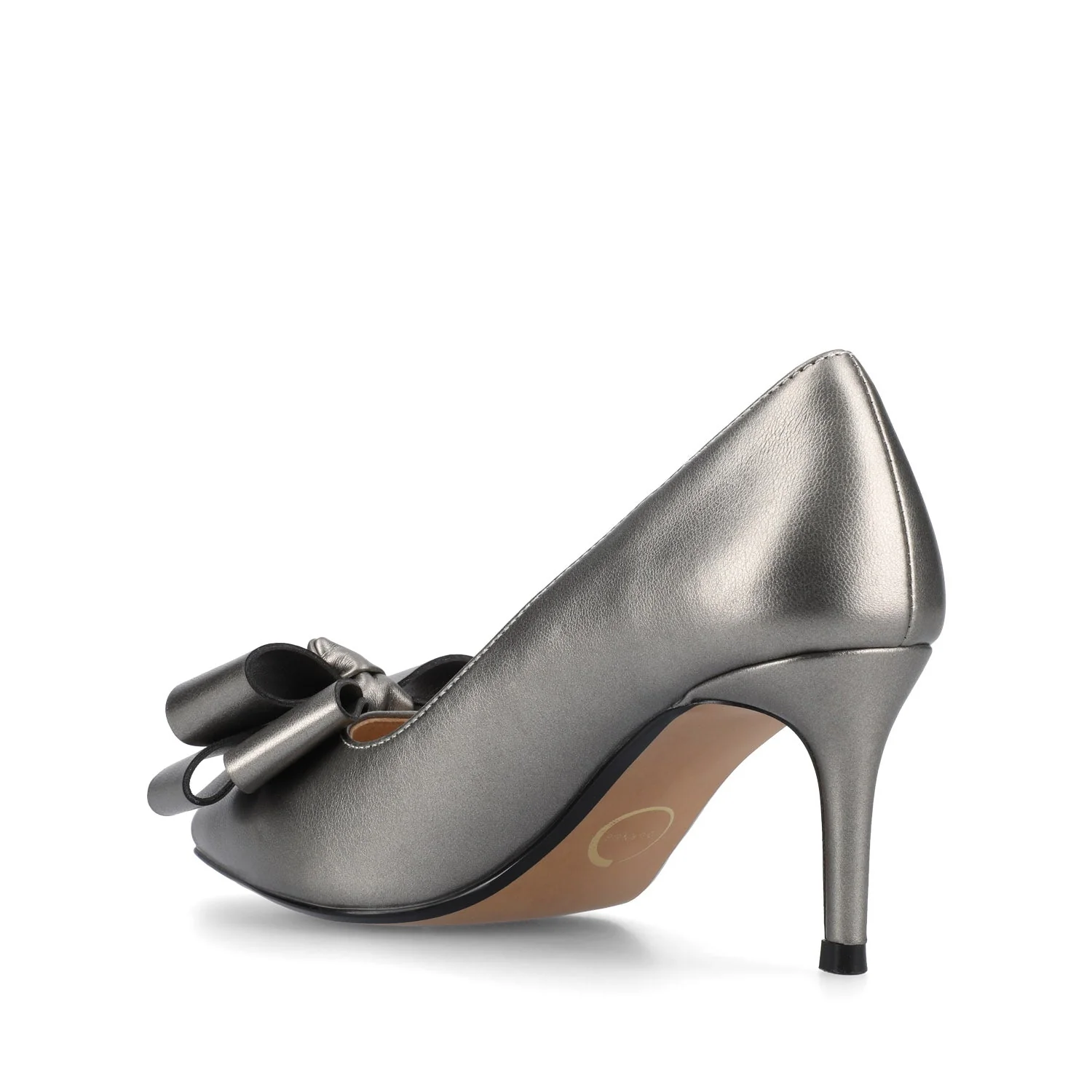 CRYSTOL STILETTO PUMP HEELS IN VEGAN LEATHER - Pewter - Image 3