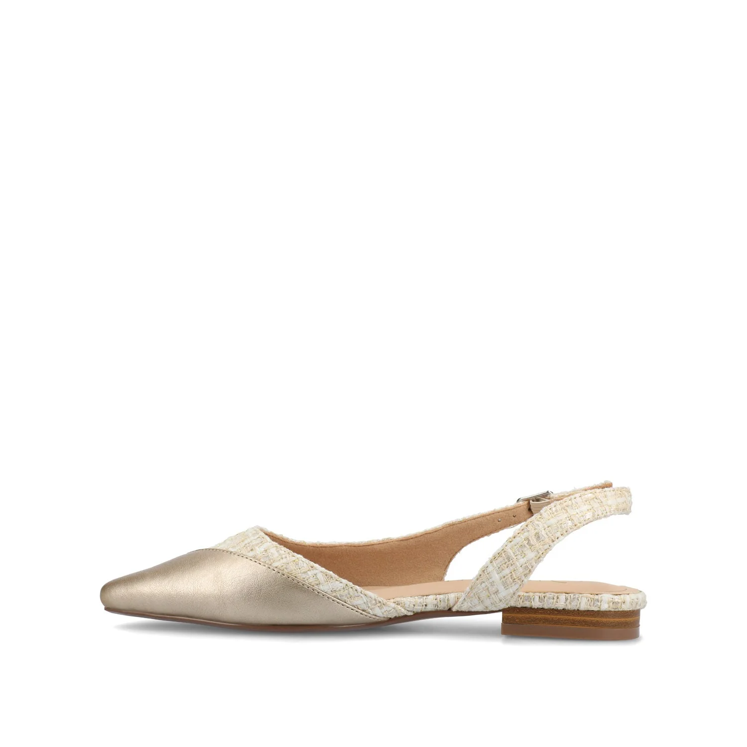 DAPHNNE BALLET FLATS IN TWEED FABRIC IN WIDE - Champagne - Image 3