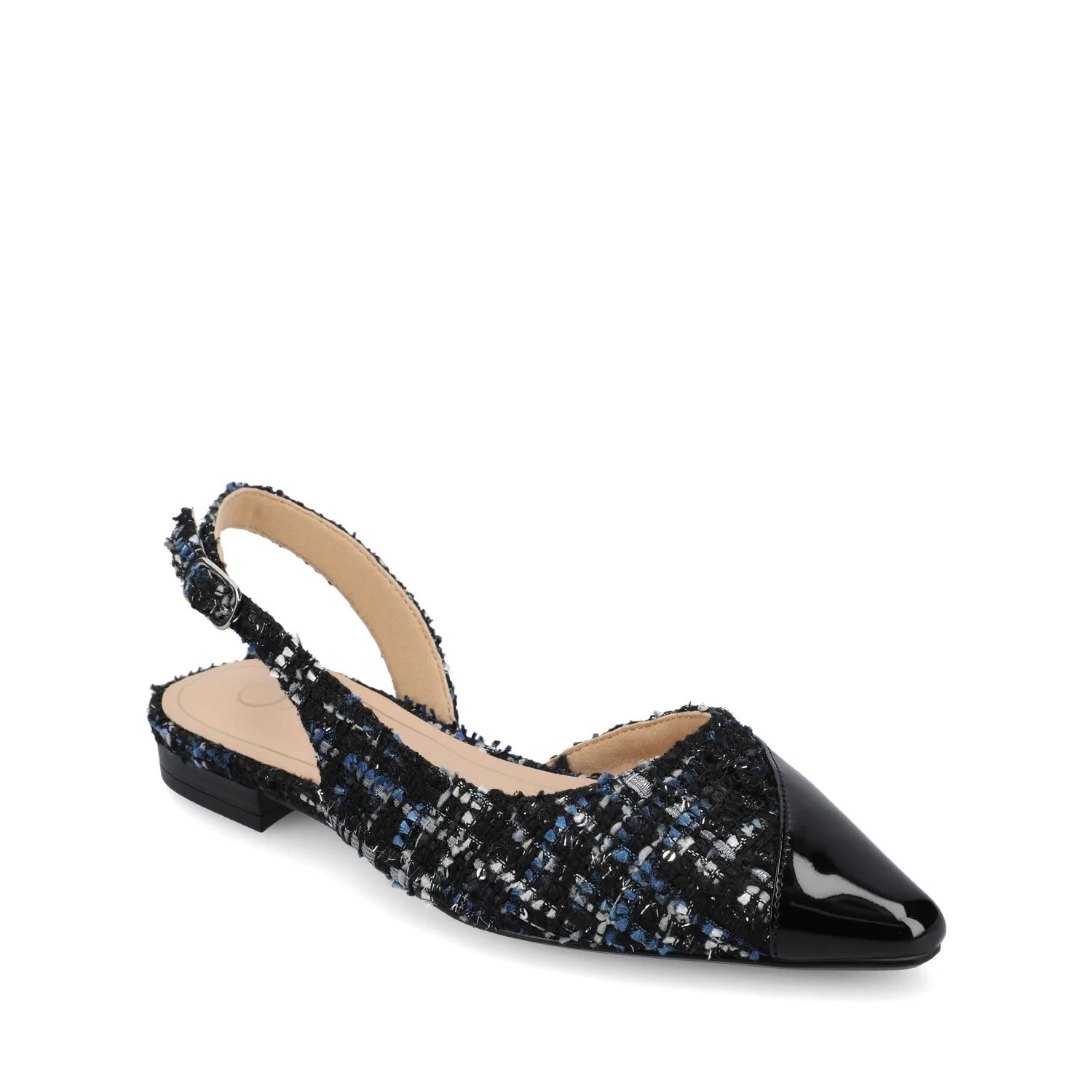 DAPHNNE BALLET FLATS IN TWEED FABRIC STATEMENT - Black Tweed - Image 2