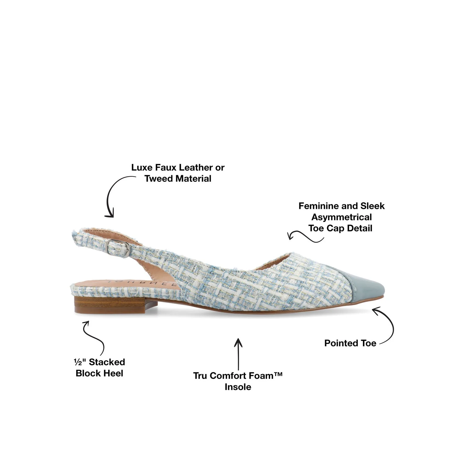 DAPHNNE BALLET FLATS IN TWEED FABRIC - Blue Tweed - Image 9