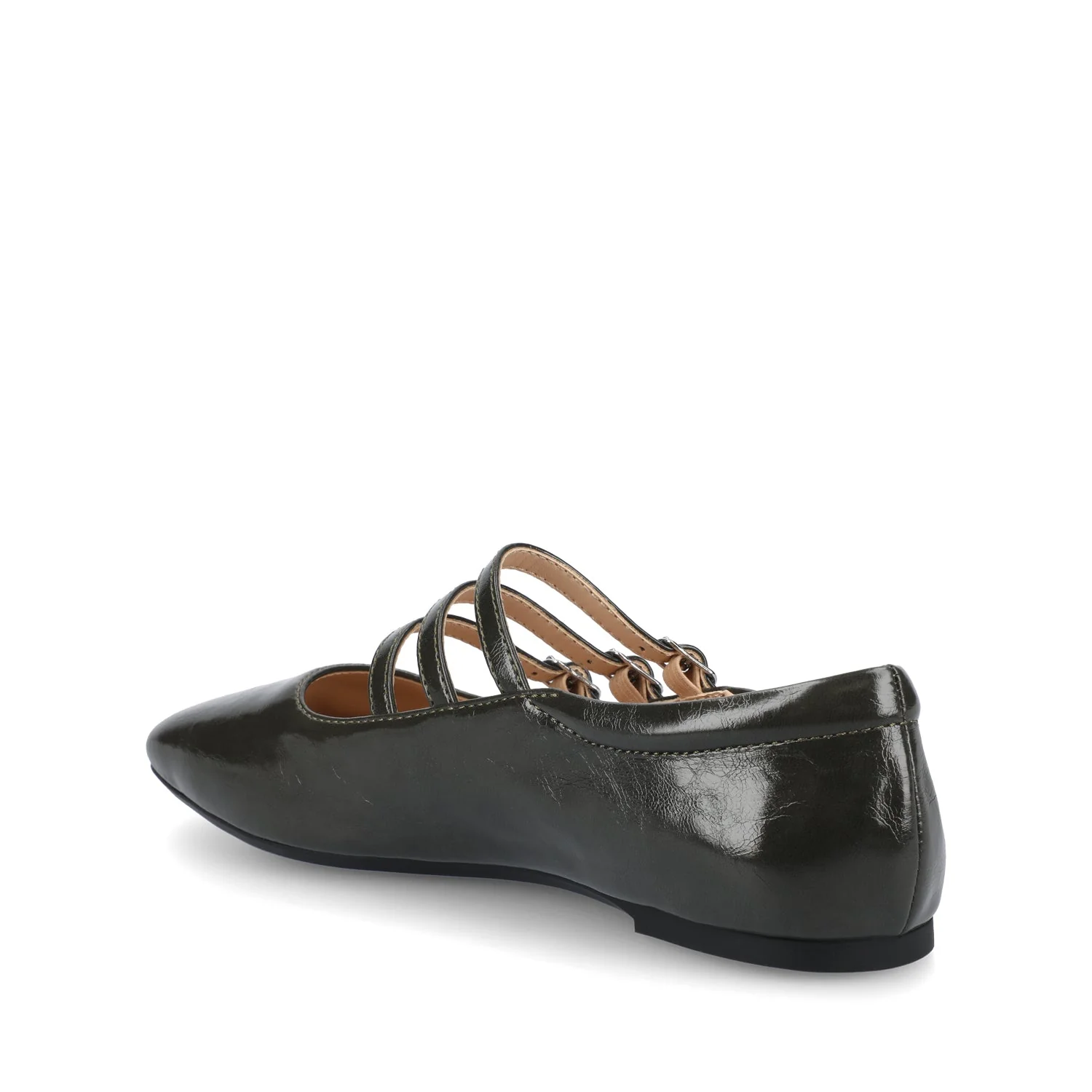 DARLIN STATEMENT FLATS IN WIDE - Crinkle Olive - Image 3
