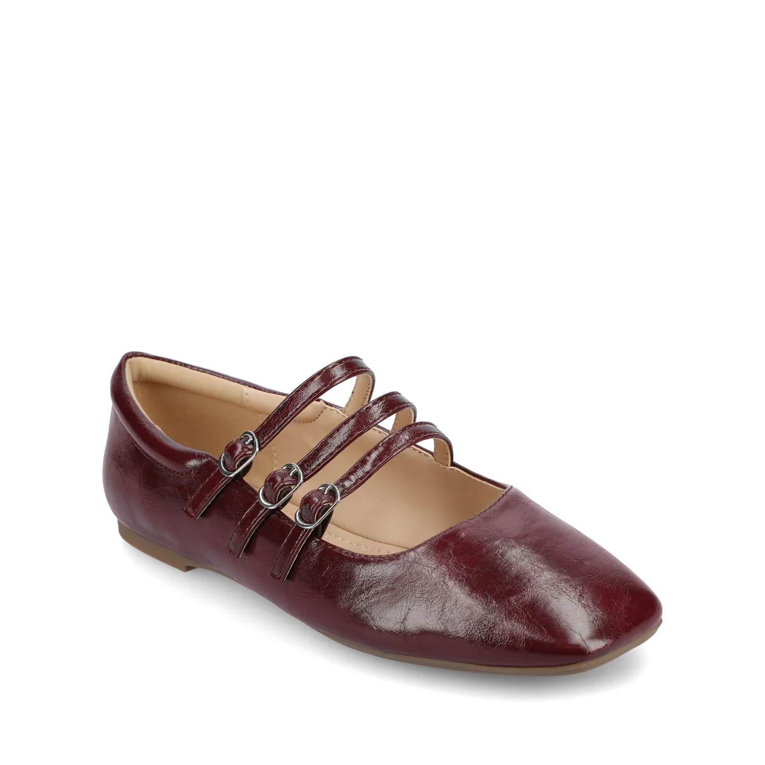 DARLIN STATEMENT FLATS IN WIDE - Crinkle Oxblood - Image 2
