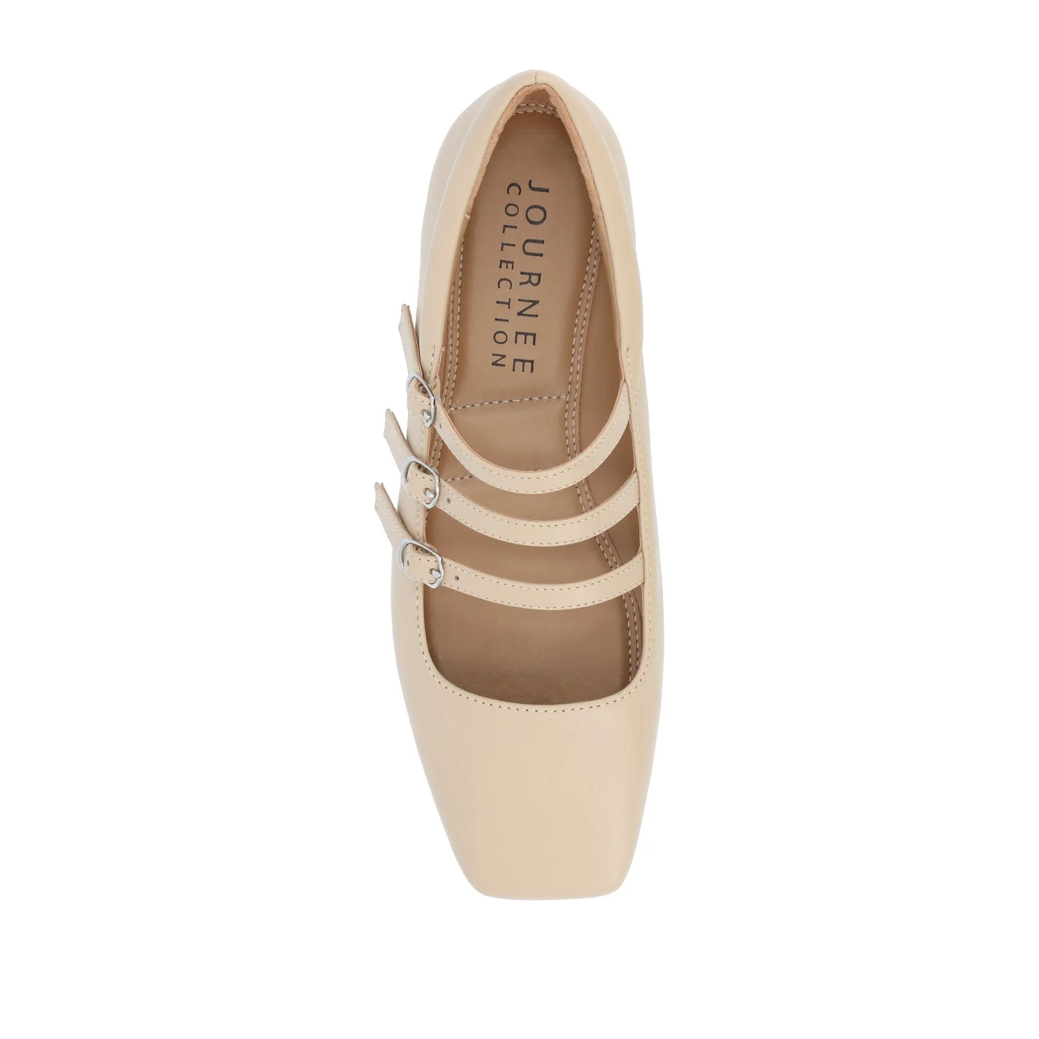 DARLIN VEGAN LEATHER FLATS IN WIDE - Nude - Image 6