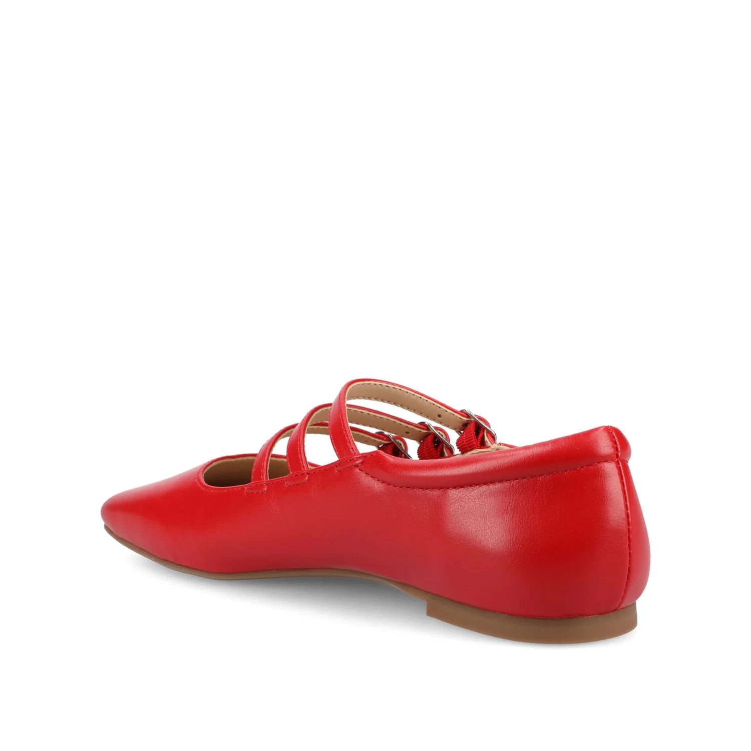 DARLIN VEGAN LEATHER FLATS IN WIDE - Red - Image 4