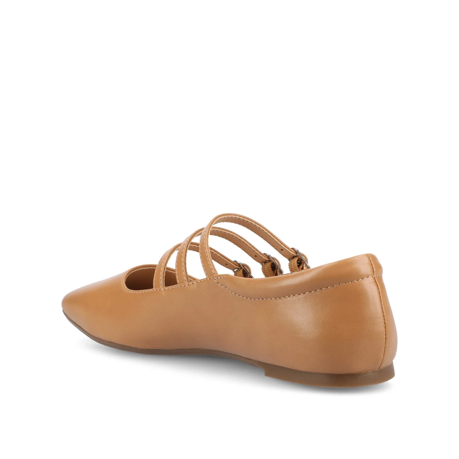 DARLIN VEGAN LEATHER FLATS IN WIDE - Tan - Image 4