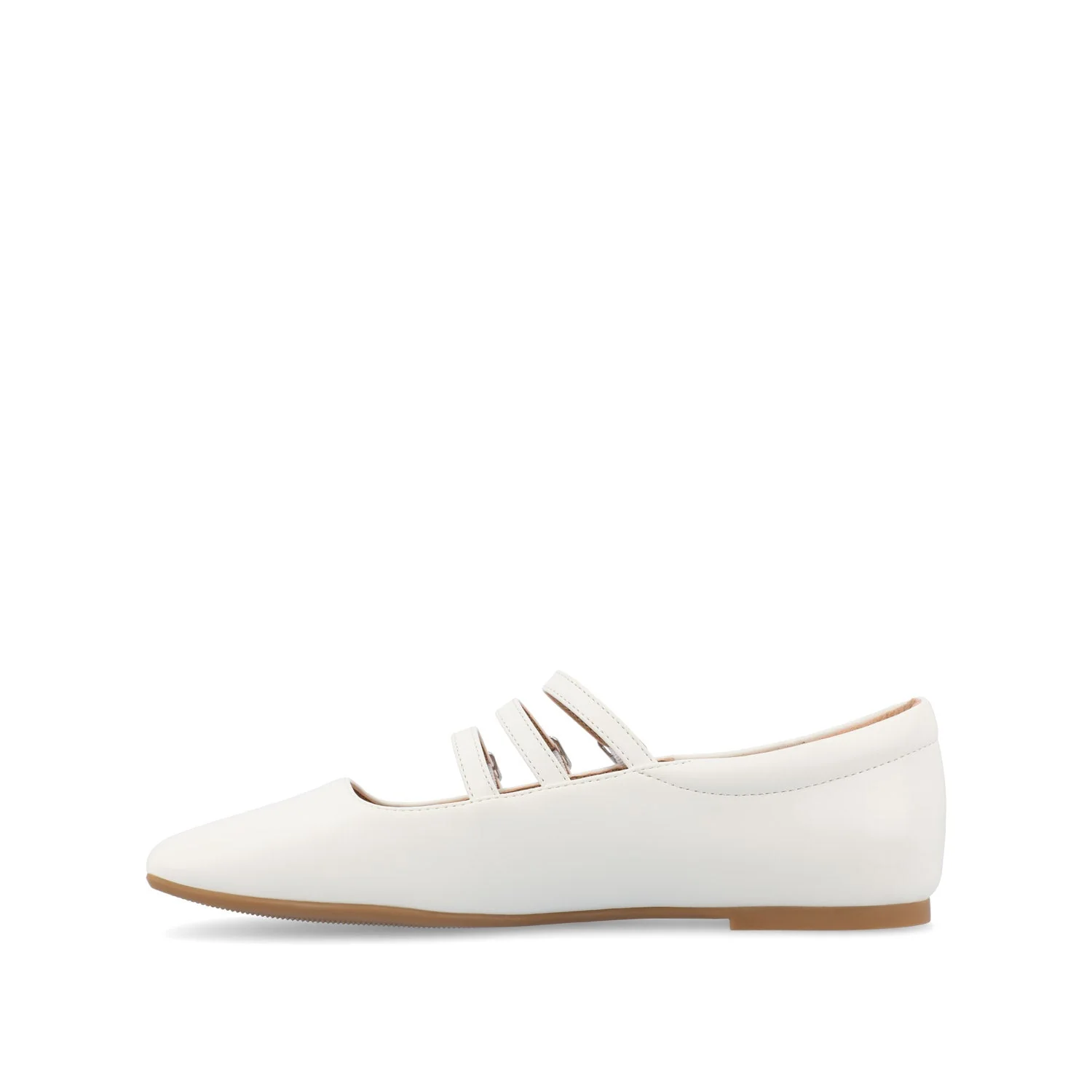DARLIN VEGAN LEATHER FLATS IN WIDE - White - Image 3