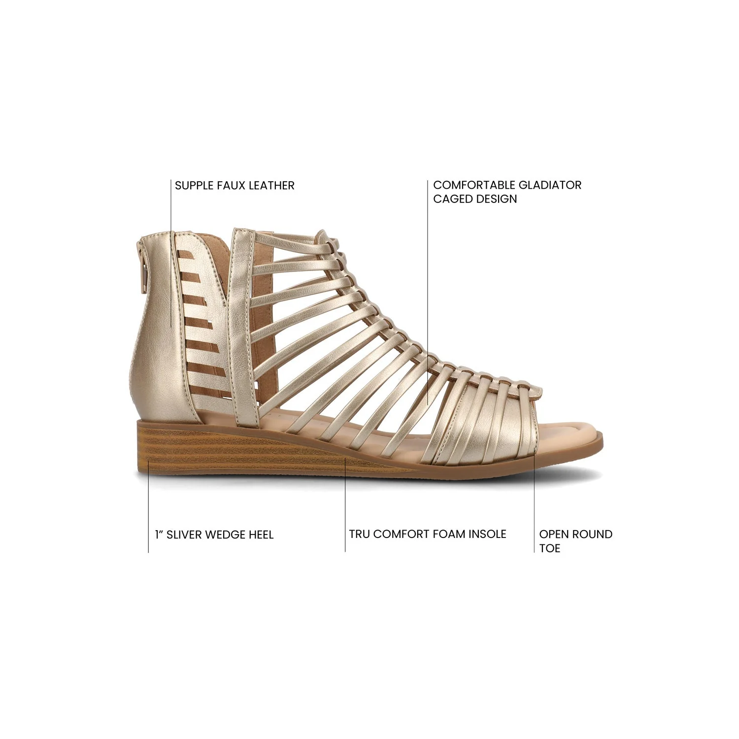 DELILAH GLADIATOR SANDALS IN STATEMENT WIDE - Champagne - Image 9