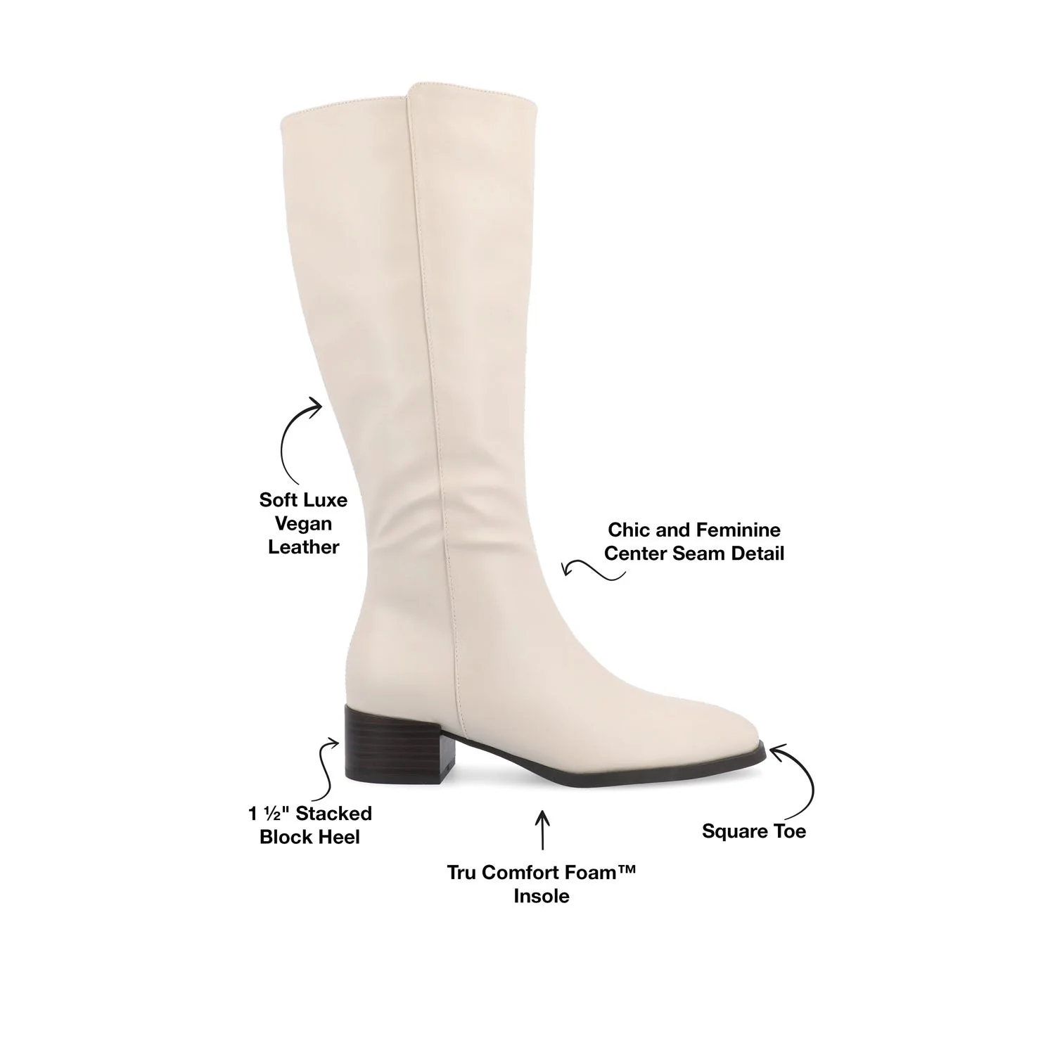 DEVRI KNEE HIGH BOOTS IN VEGAN LEATHER - Bone - Image 10