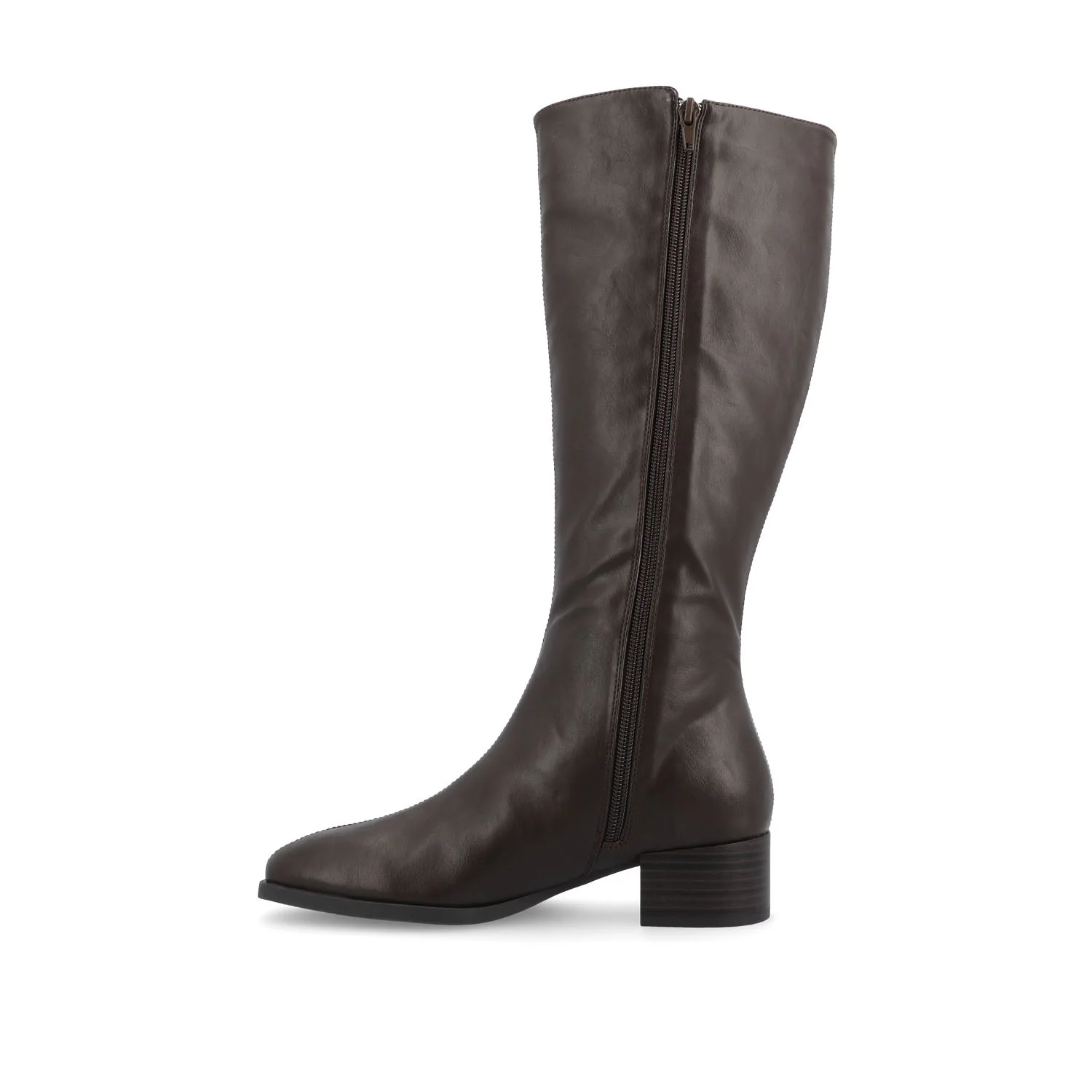 DEVRI KNEE HIGH BOOTS IN VEGAN LEATHER - Brown - Image 3