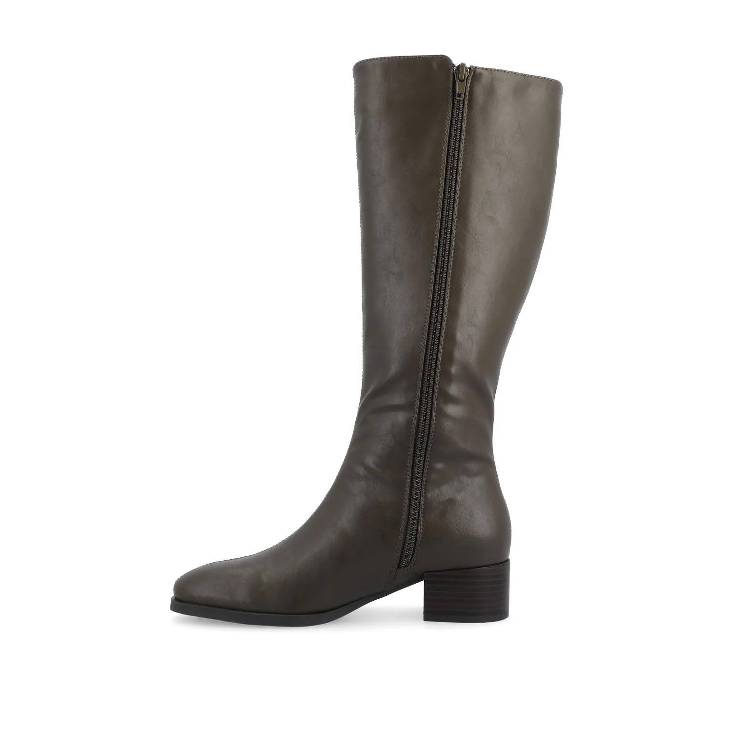 DEVRI KNEE HIGH BOOTS IN VEGAN LEATHER - Olive - Image 3