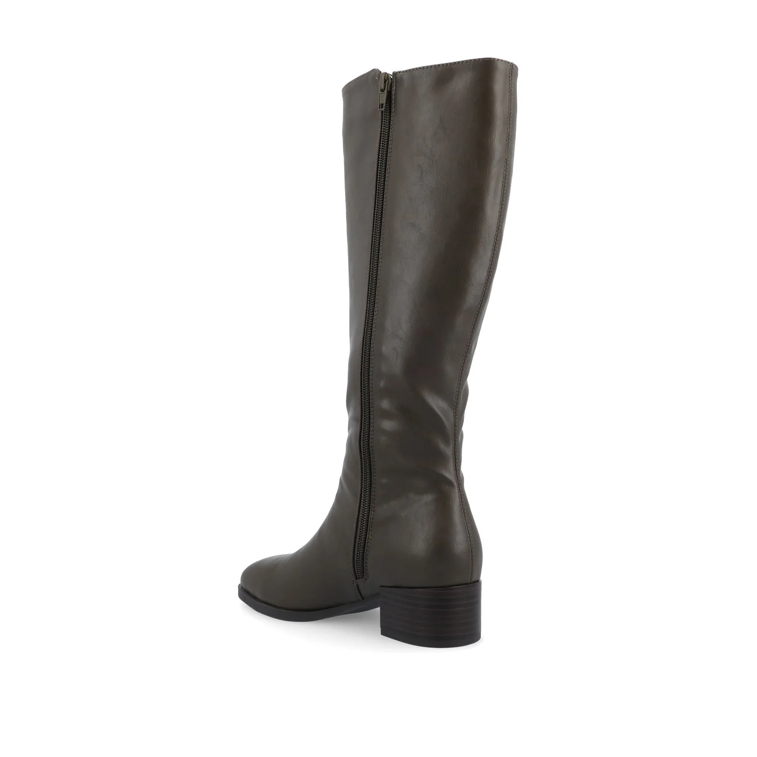 DEVRI KNEE HIGH BOOTS IN VEGAN LEATHER - Olive - Image 4