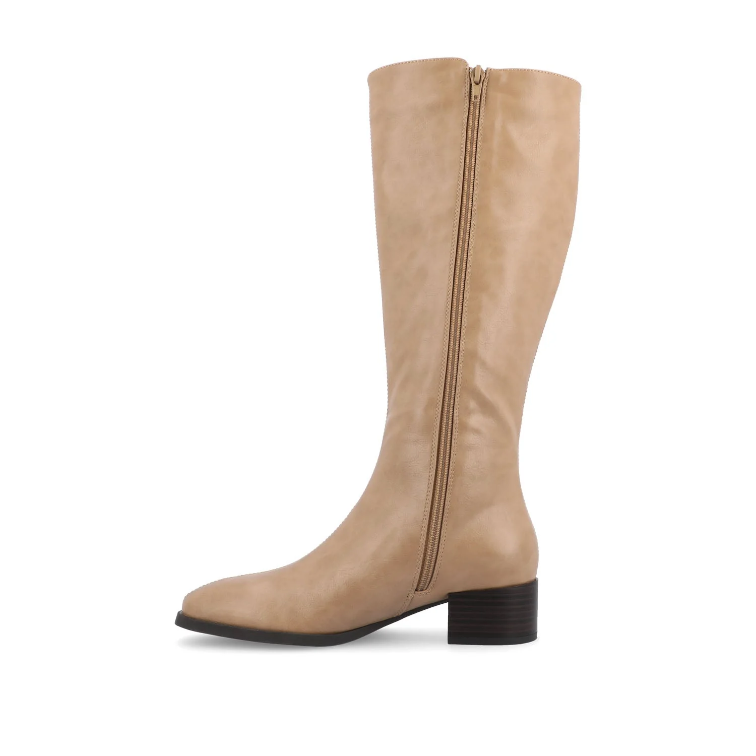 DEVRI KNEE HIGH BOOTS IN VEGAN LEATHER - Tan - Image 3