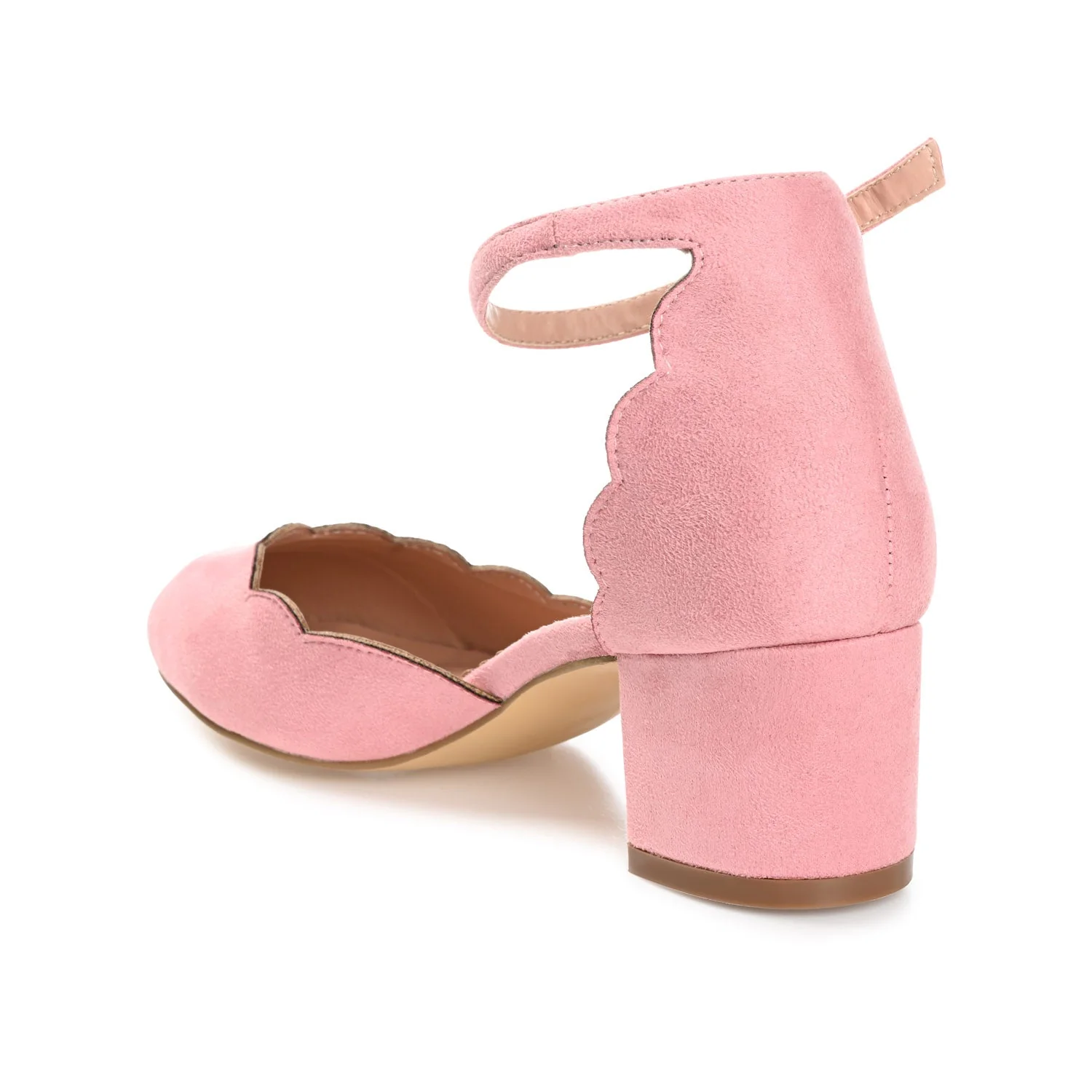 EDNA D'ORSAY PUMP HEELS IN FAUX SUEDE - Blush Faux Suede - Image 4