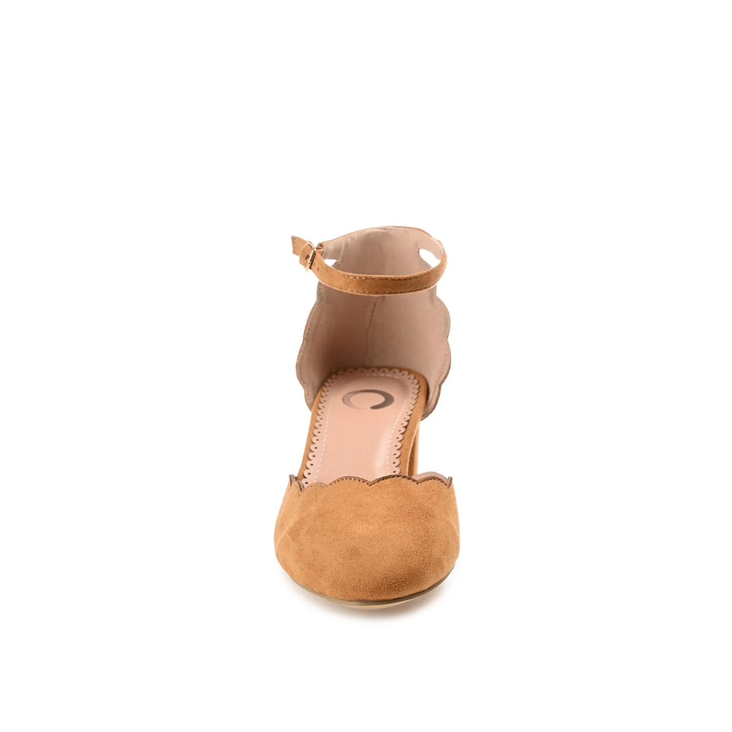 EDNA D'ORSAY PUMP HEELS IN FAUX SUEDE - Cognac Faux Suede - Image 5