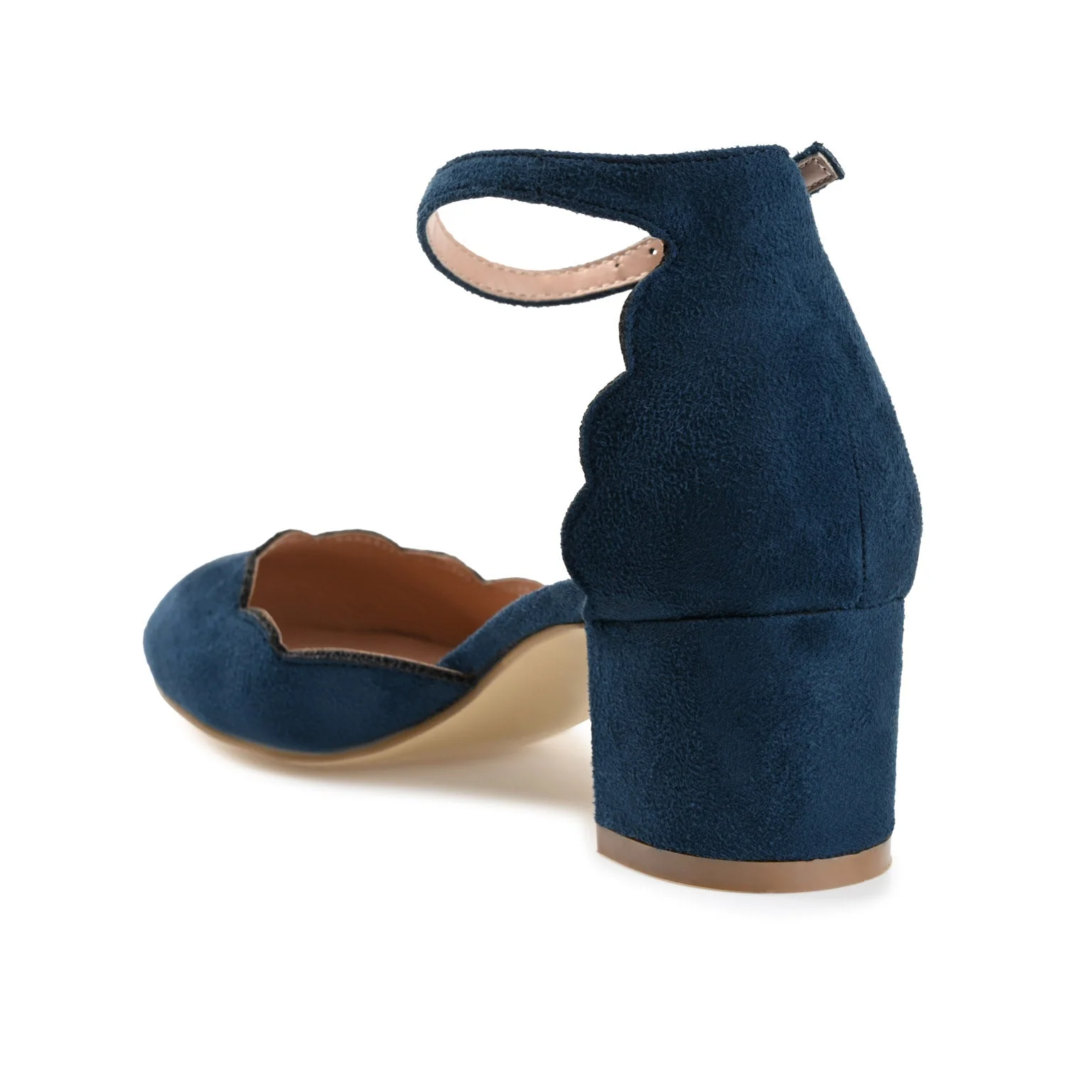EDNA D'ORSAY PUMP HEELS IN FAUX SUEDE - Navy Faux Suede - Image 4