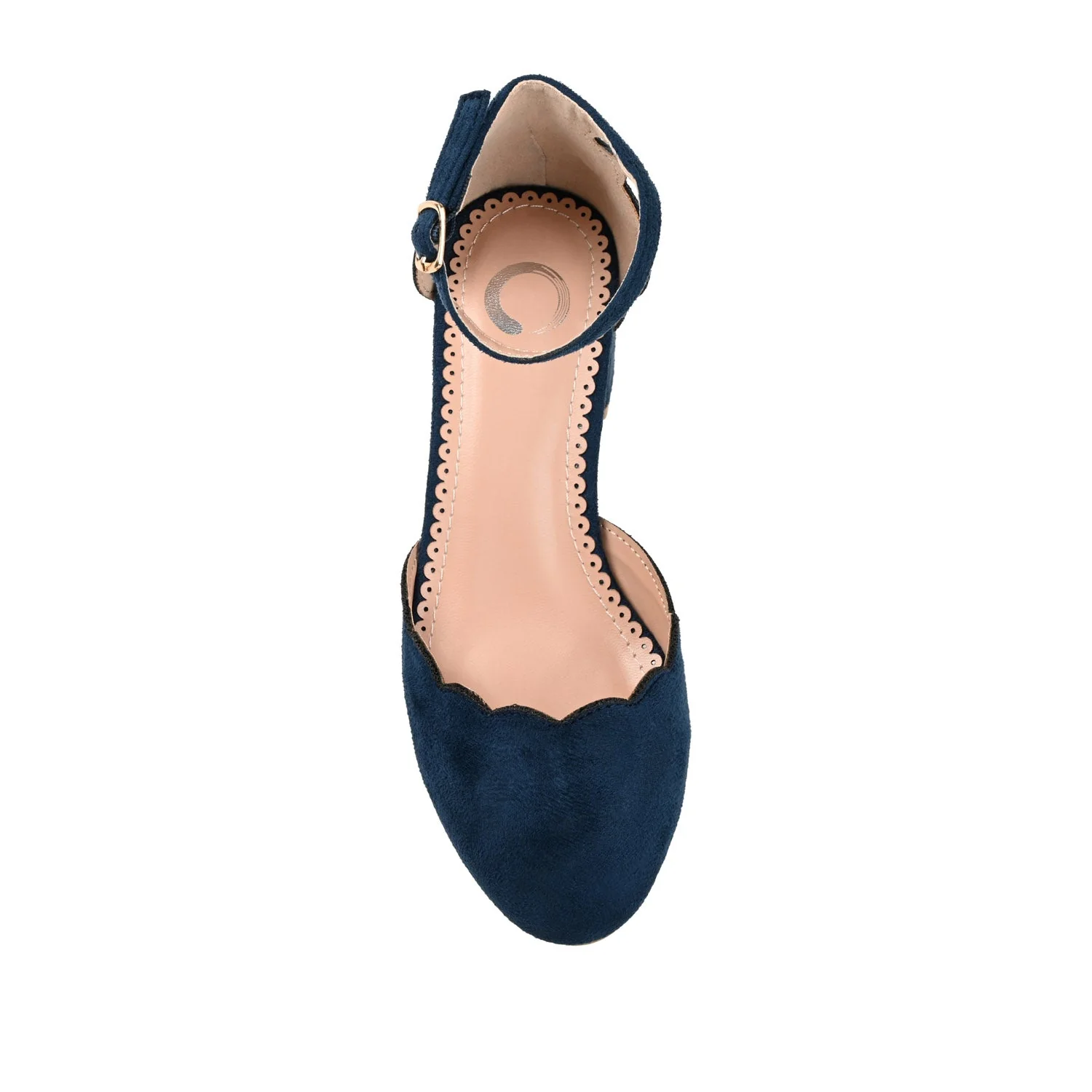 EDNA D'ORSAY PUMP HEELS IN FAUX SUEDE - Navy Faux Suede - Image 6