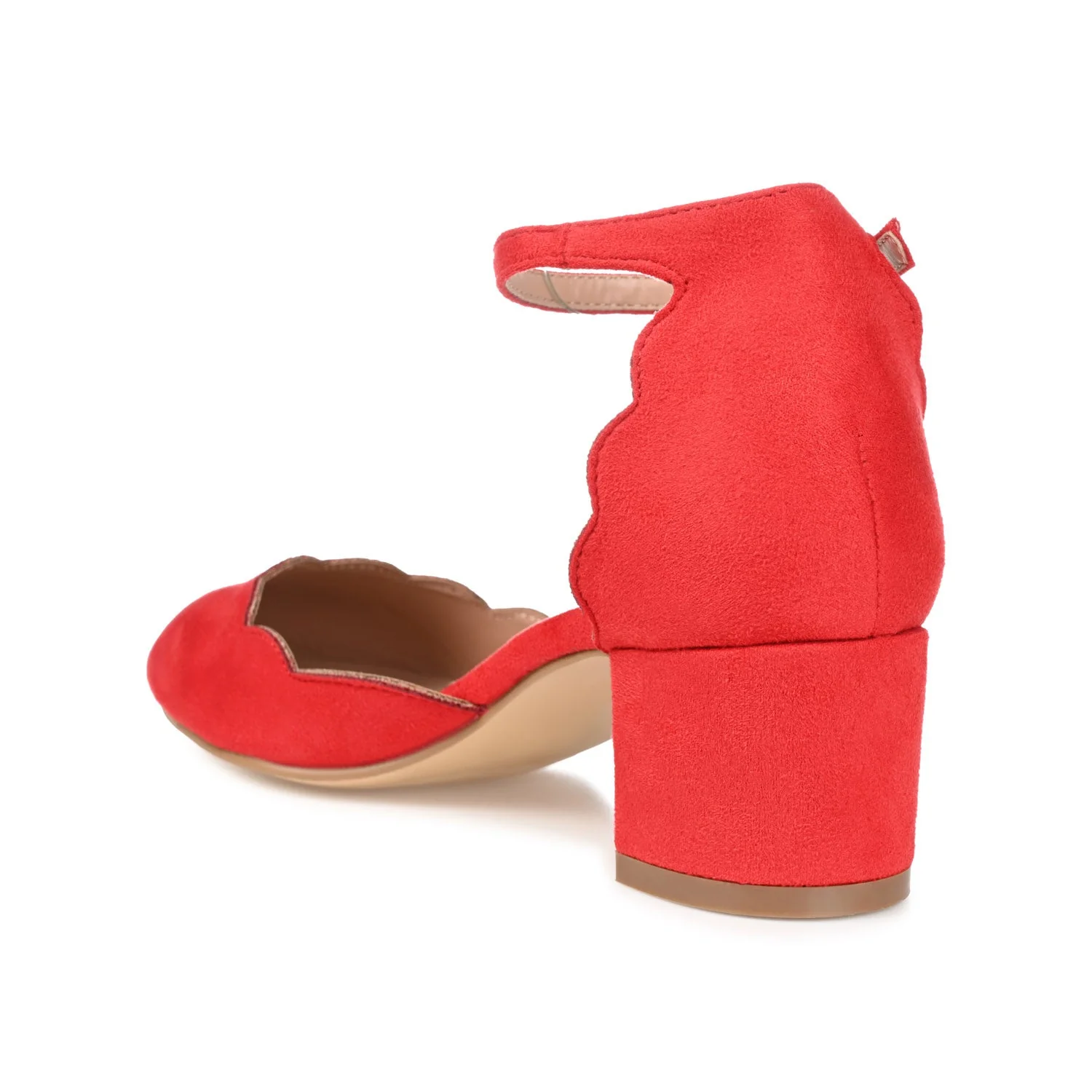 EDNA D'ORSAY PUMP HEELS IN FAUX SUEDE - Red Faux Suede - Image 4