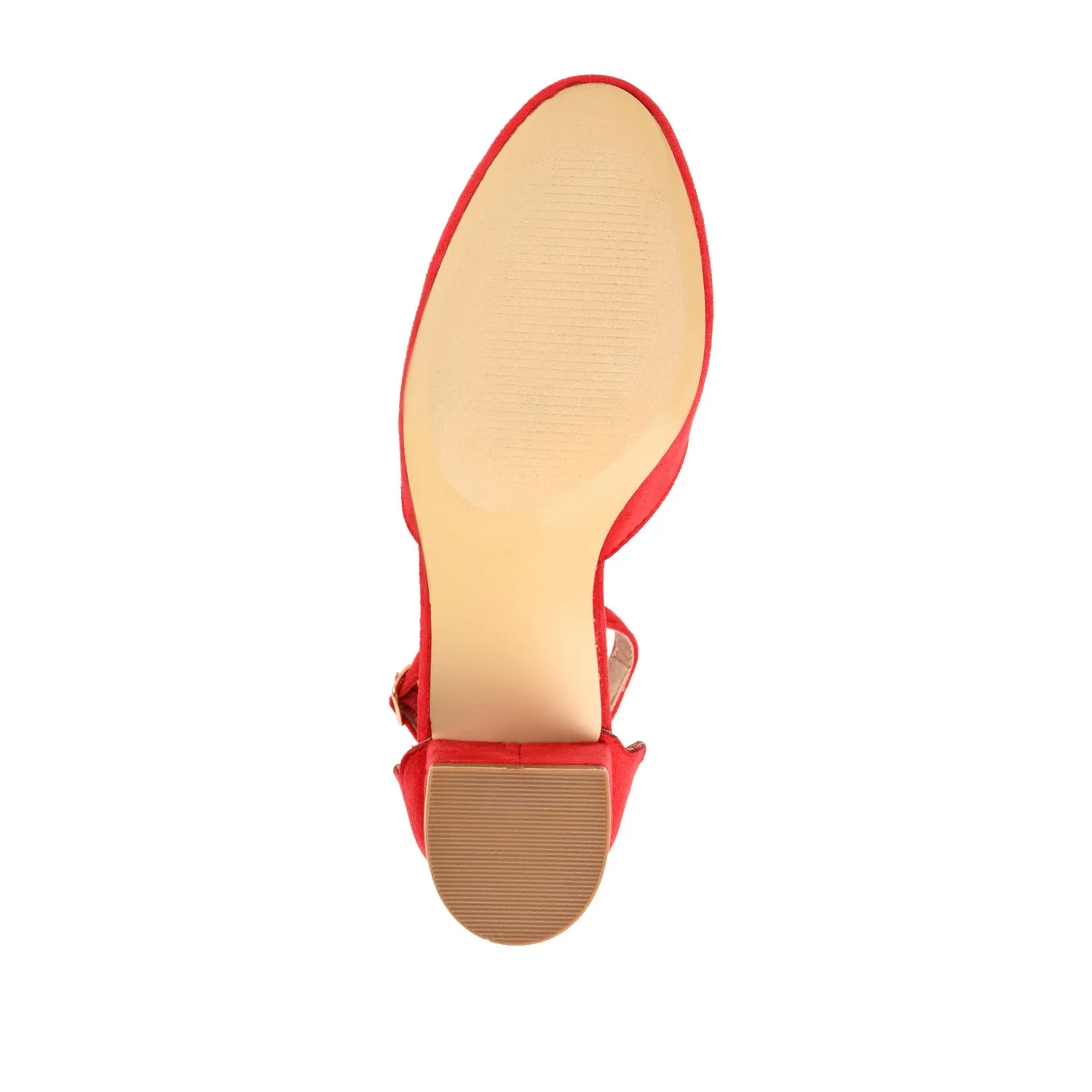 EDNA D'ORSAY PUMP HEELS IN FAUX SUEDE - Red Faux Suede - Image 8