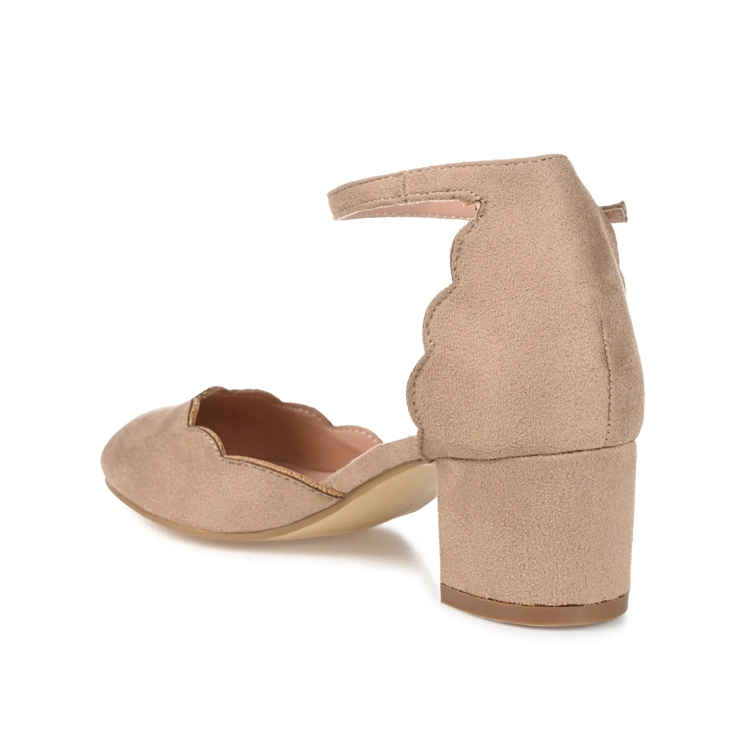 EDNA D'ORSAY PUMP HEELS IN FAUX SUEDE - Taupe Suede - Image 4