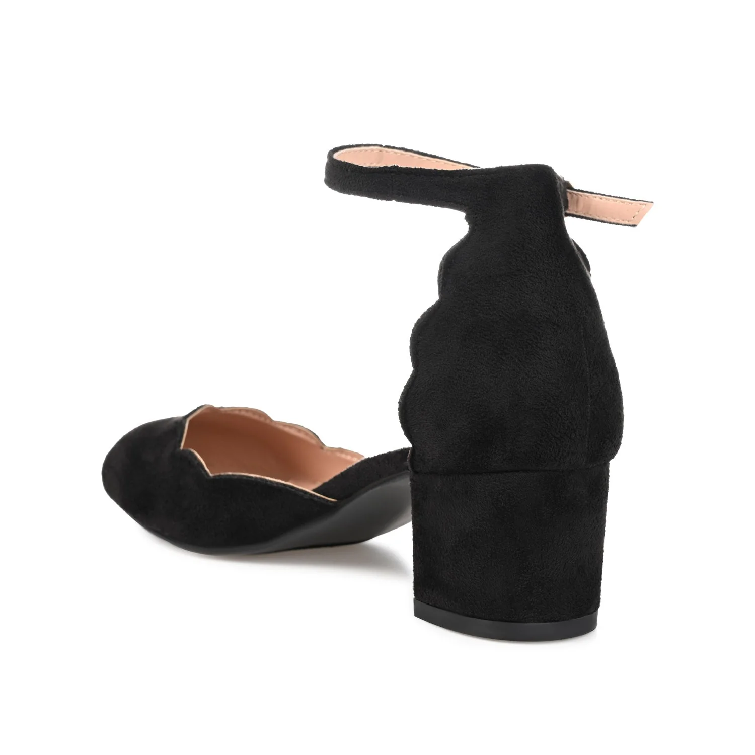 EDNA BLOCK HEEL D'ORSAY IN WIDE - Black Faux Suede - Image 4