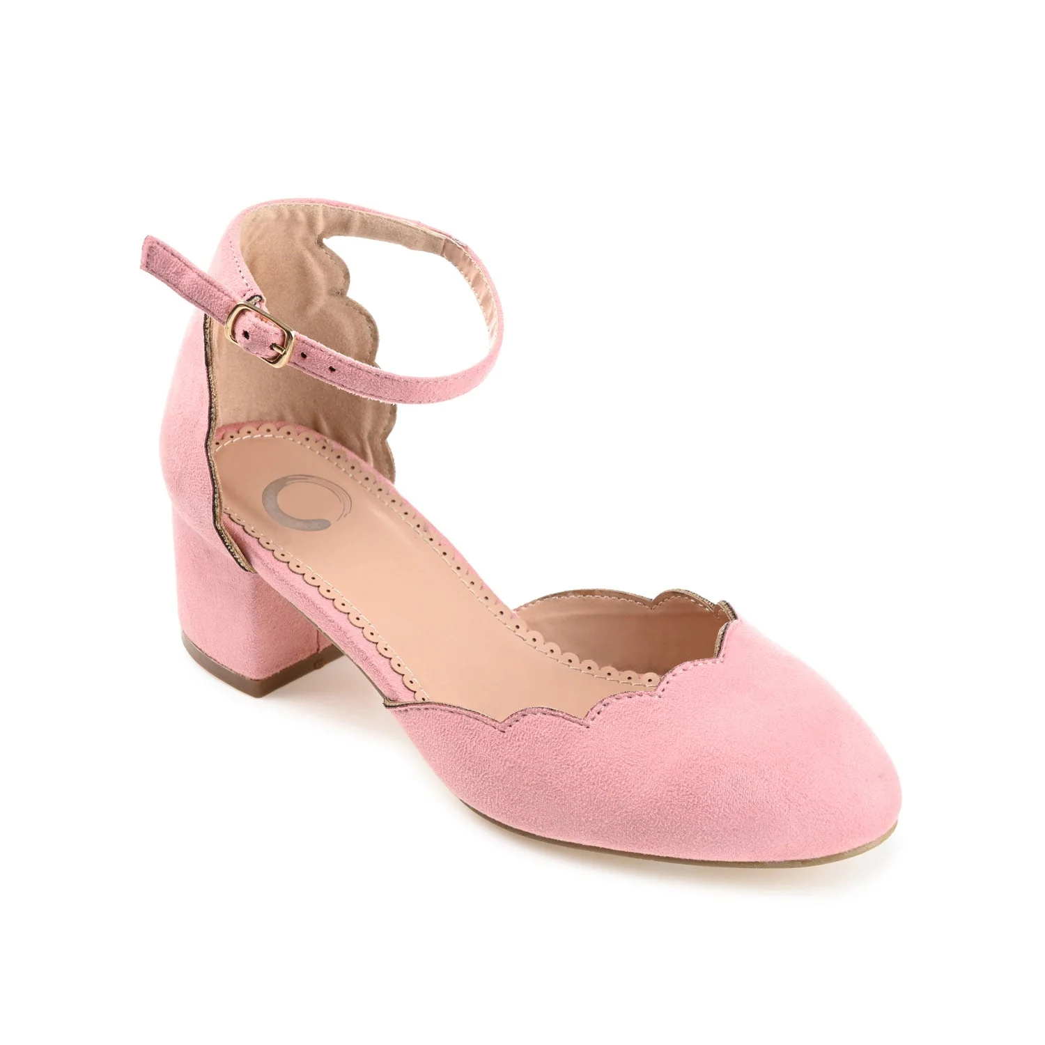 EDNA BLOCK HEEL D'ORSAY IN WIDE - Blush Faux Suede - Image 2