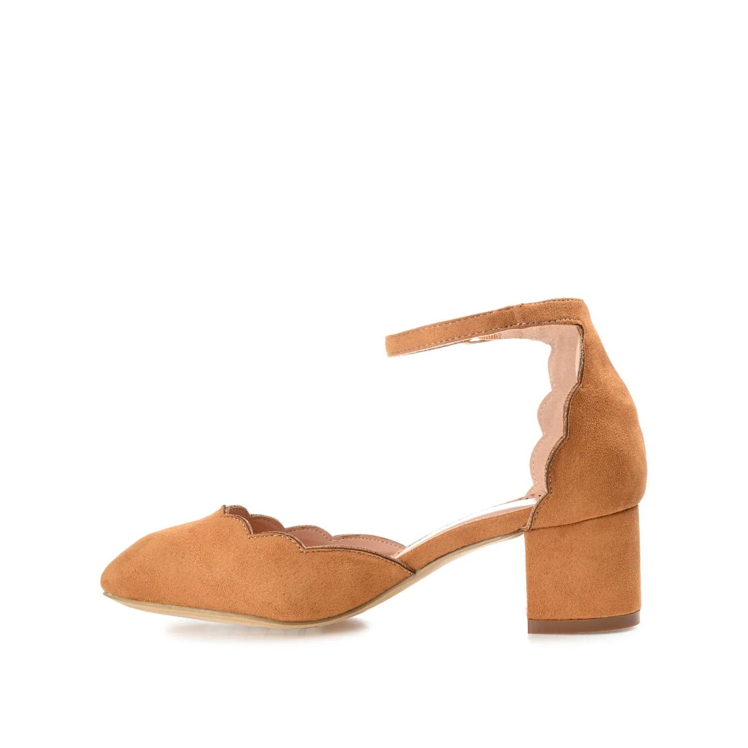 EDNA BLOCK HEEL D'ORSAY IN WIDE - Cognac Faux Suede - Image 3