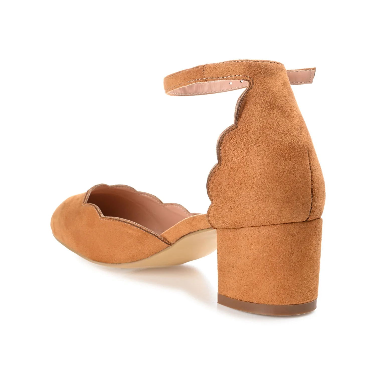 EDNA BLOCK HEEL D'ORSAY IN WIDE - Cognac Faux Suede - Image 4