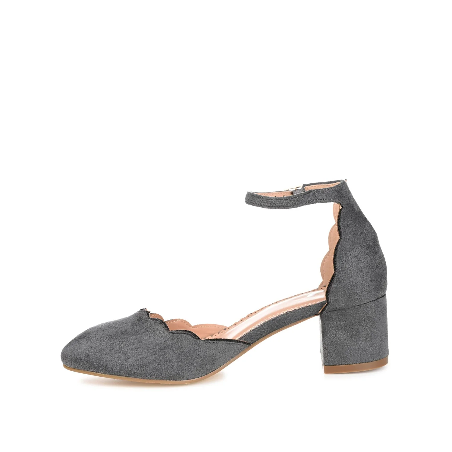 EDNA BLOCK HEEL D'ORSAY IN WIDE - Grey Faux Suede - Image 3