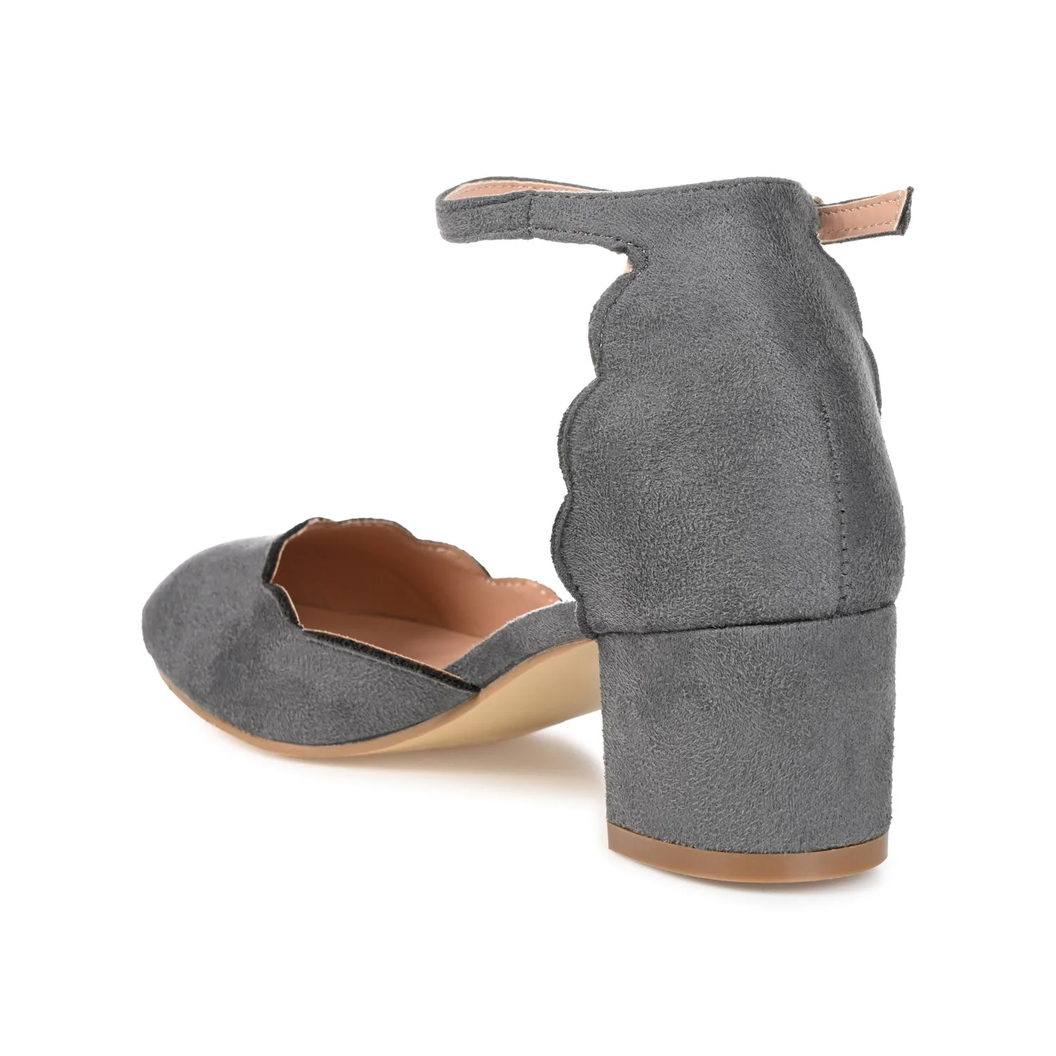 EDNA BLOCK HEEL D'ORSAY IN WIDE - Grey Faux Suede - Image 4