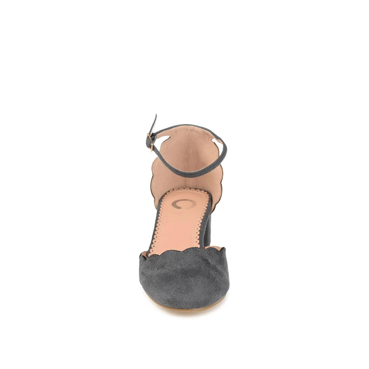EDNA BLOCK HEEL D'ORSAY IN WIDE - Grey Faux Suede - Image 5