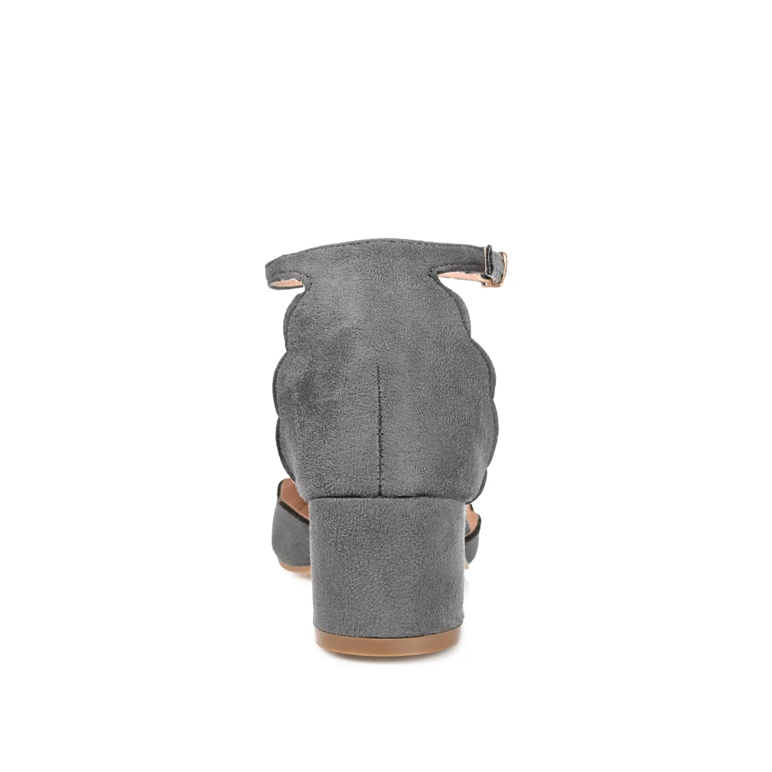 EDNA BLOCK HEEL D'ORSAY IN WIDE - Grey Faux Suede - Image 7