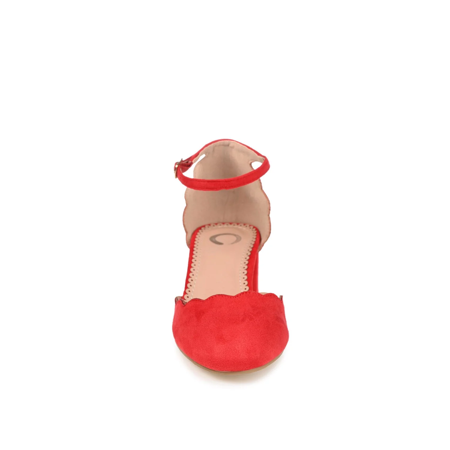 EDNA BLOCK HEEL D'ORSAY IN WIDE - Red Faux Suede - Image 5