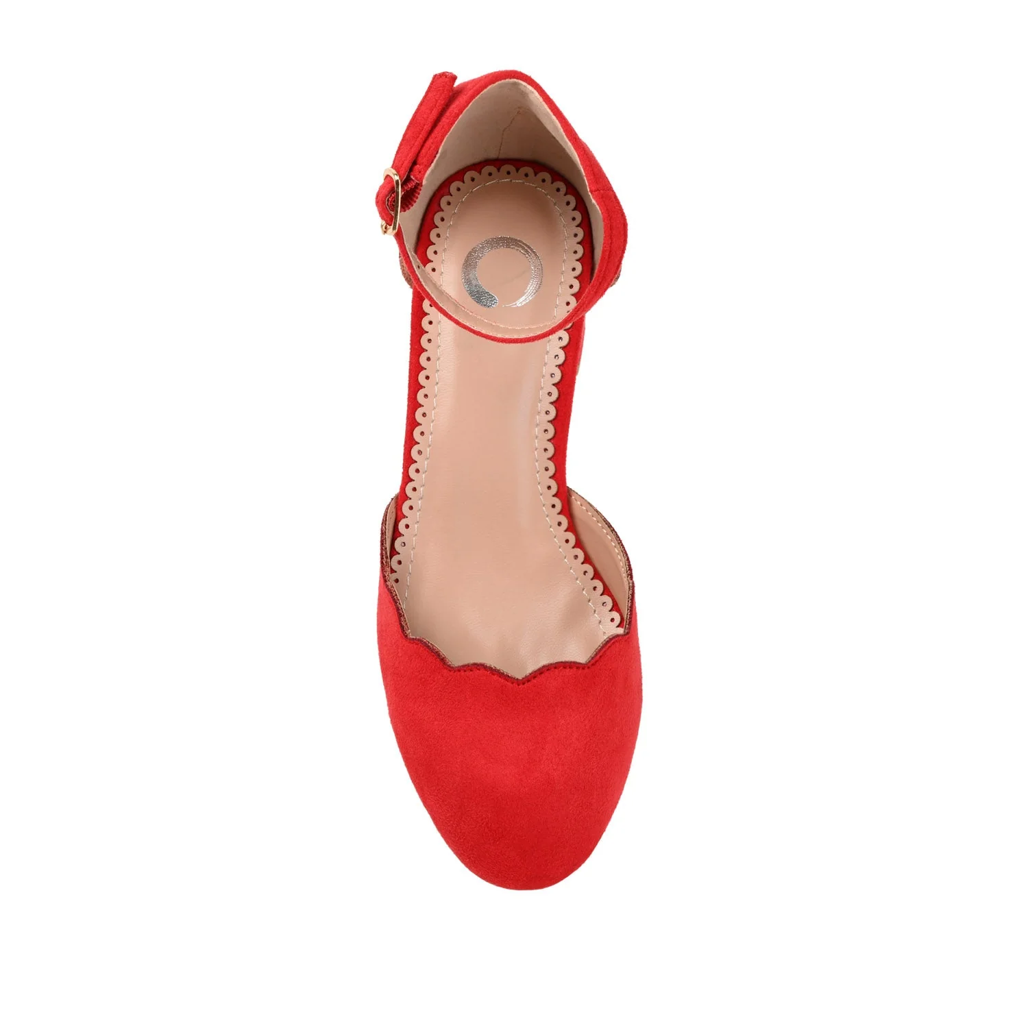 EDNA BLOCK HEEL D'ORSAY IN WIDE - Red Faux Suede - Image 6