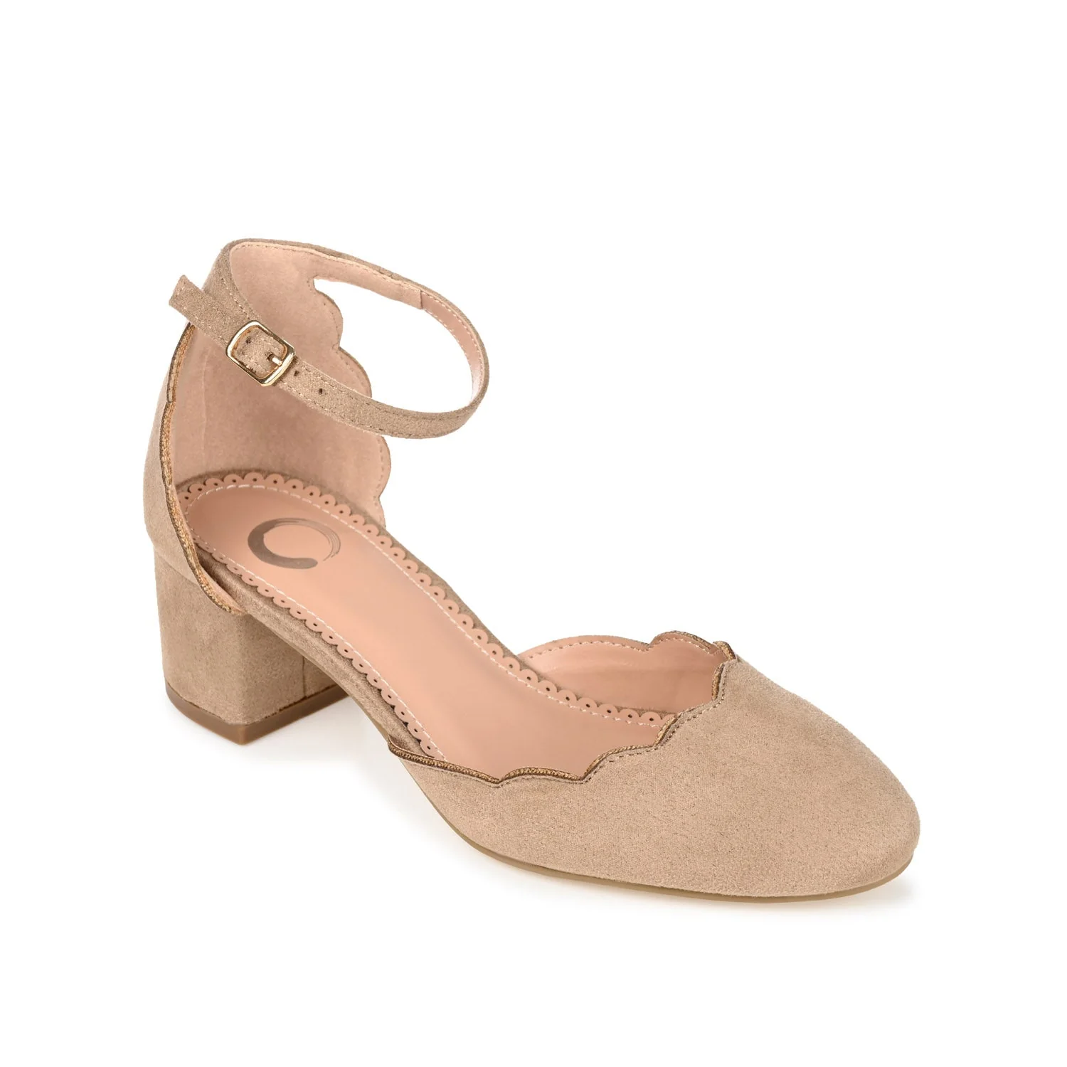 EDNA BLOCK HEEL D'ORSAY IN WIDE - Taupe Suede - Image 2
