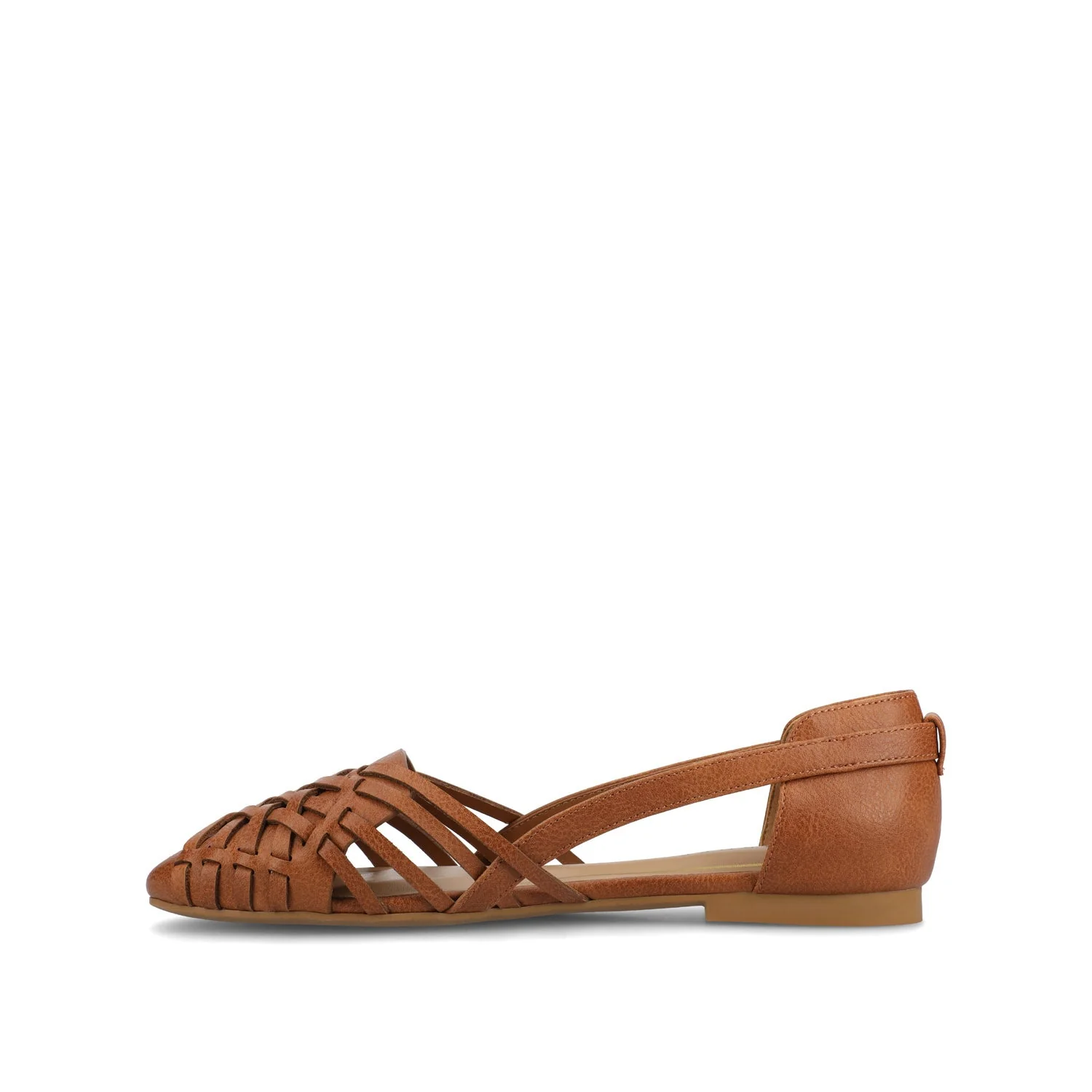 EKKO WOVEN FLATS IN VEGAN LEATHER - Cognac PU - Image 3