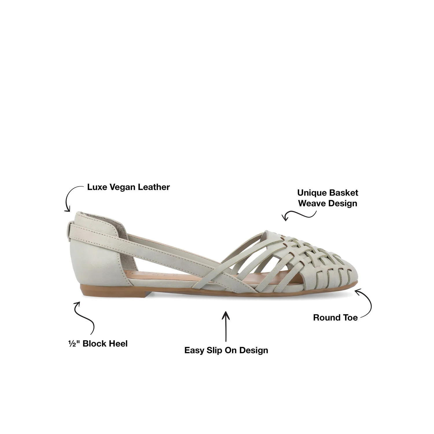 EKKO WOVEN FLATS IN VEGAN LEATHER - Grey PU - Image 9