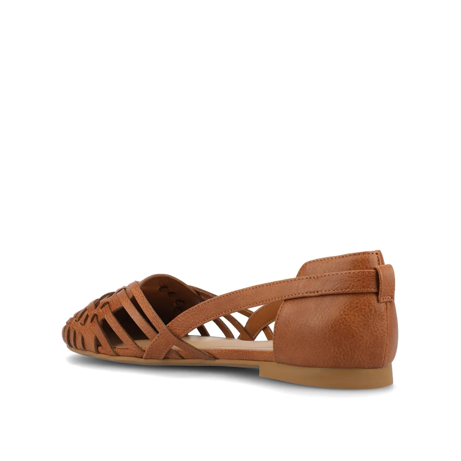 EKKO VEGAN LEATHER FLATS IN WIDE - Cognac - Image 4