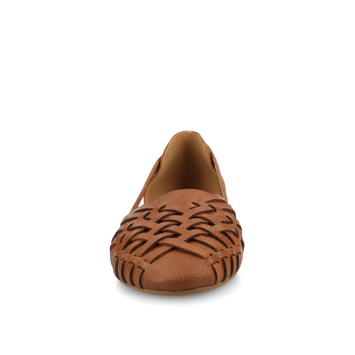EKKO VEGAN LEATHER FLATS IN WIDE - Cognac - Image 5