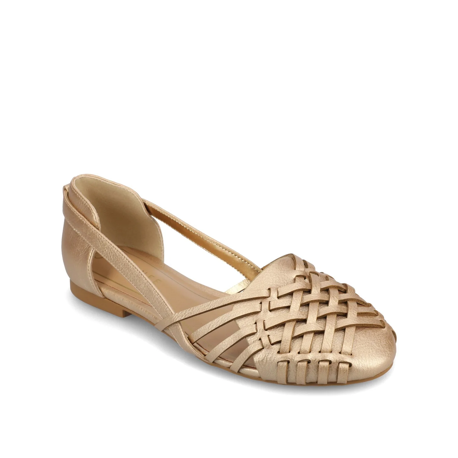 EKKO WOVEN FLATS IN METALLIC - Champagne PU - Image 2