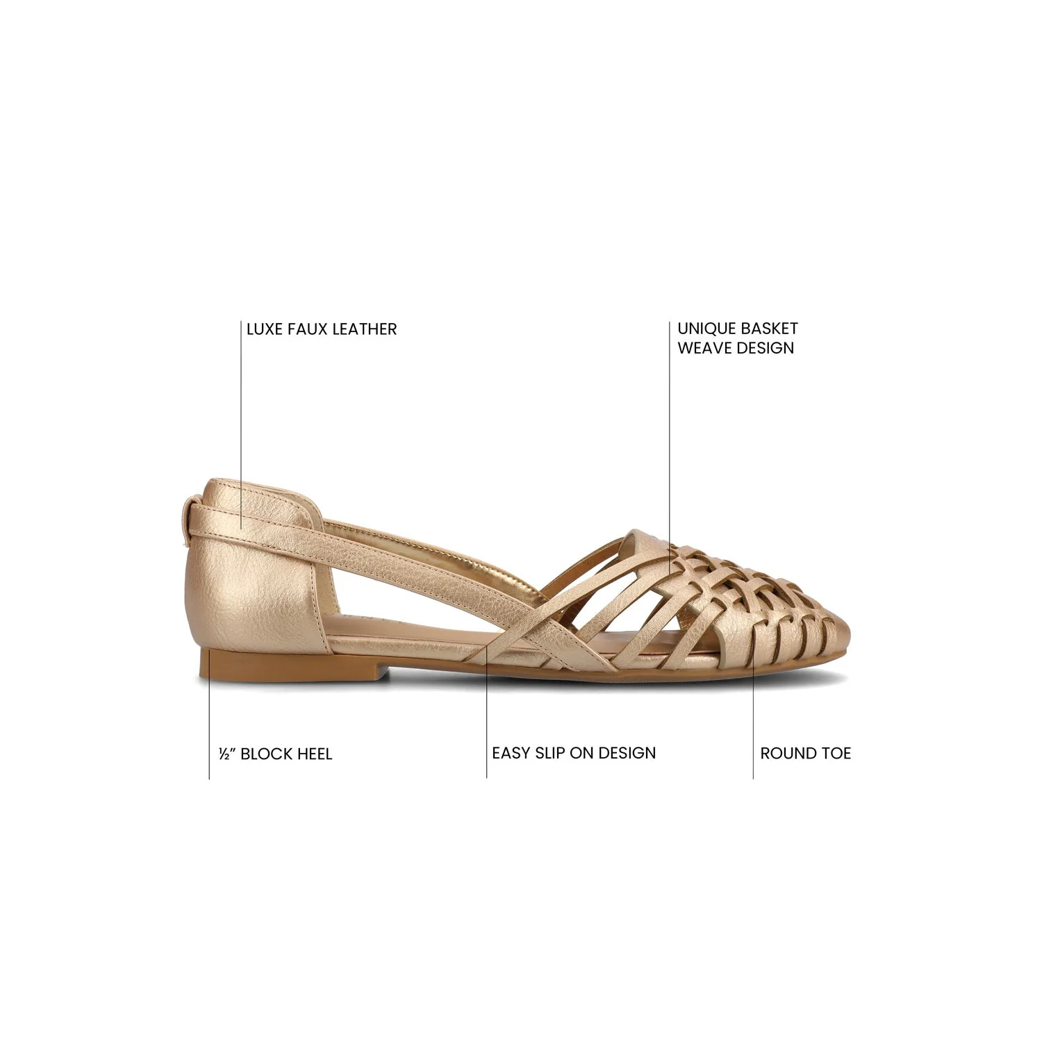 EKKO WOVEN FLATS IN STATEMENT IN WIDE - Champagne - Image 8
