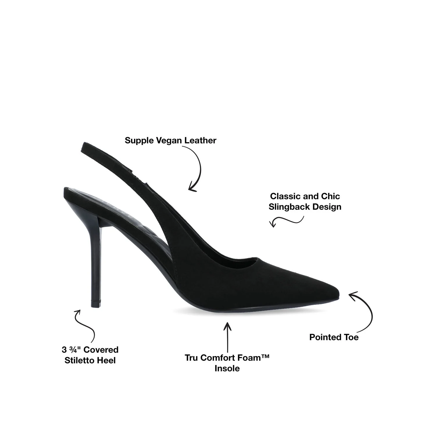 ELENNEY SLINGBACK STILETTO HEELS - Black Faux Suede - Image 9