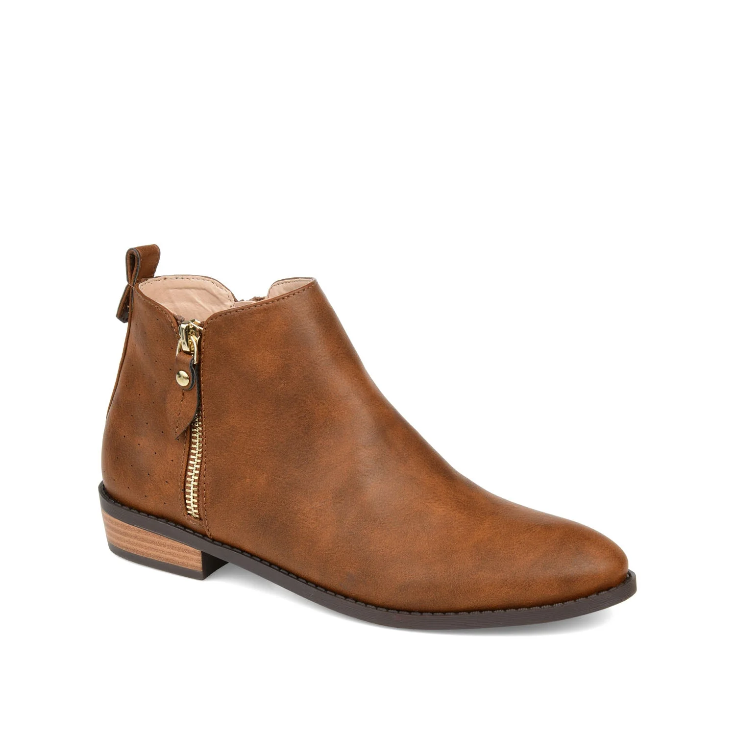 ELLIS ZIP UP BOOTIE IN VEGAN LEATHER - Brown - Image 2