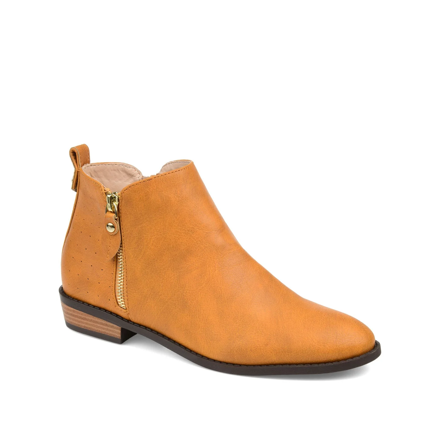 ELLIS ZIP UP BOOTIE IN VEGAN LEATHER - Mustard - Image 2