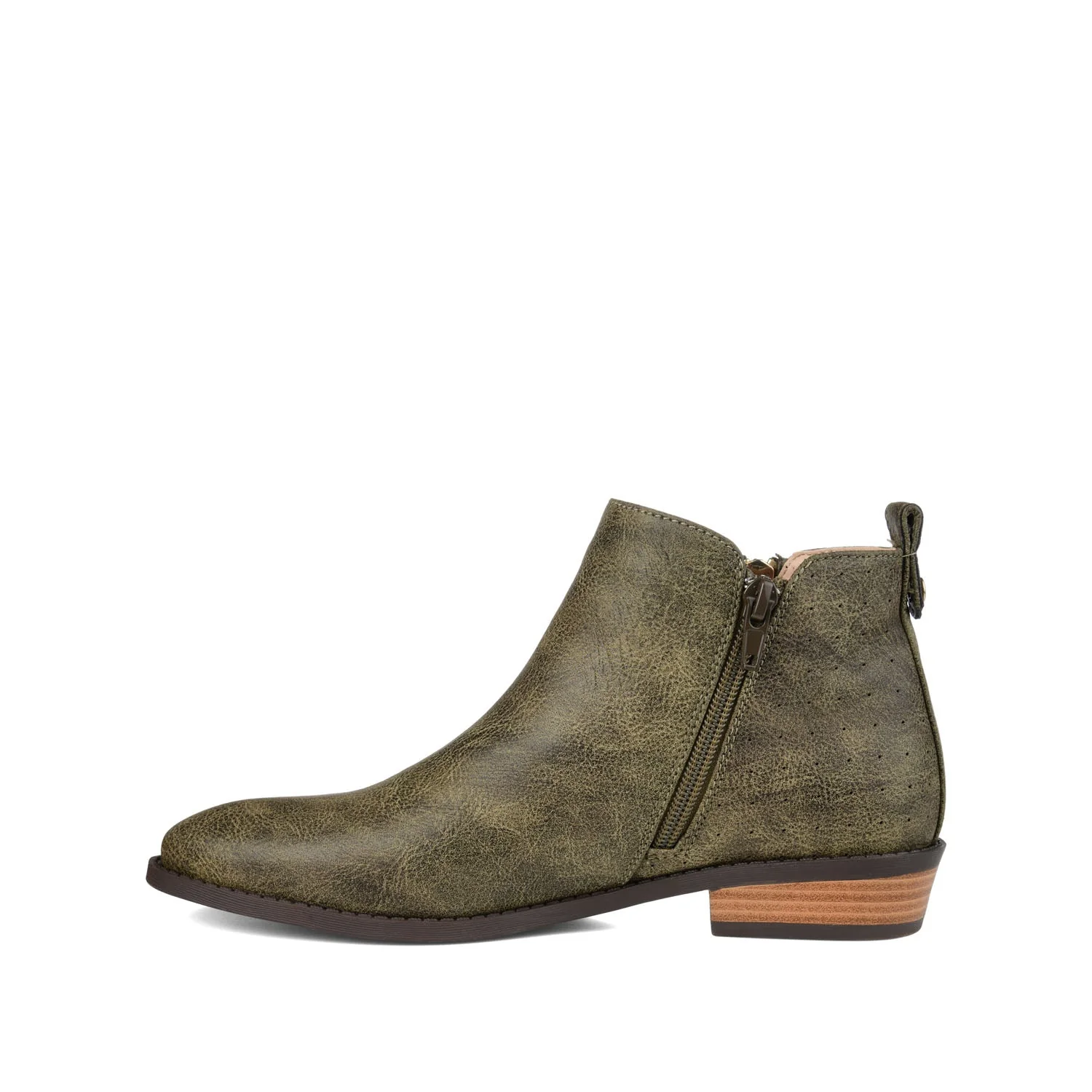 ELLIS ZIP UP BOOTIE IN VEGAN LEATHER - Olive - Image 3