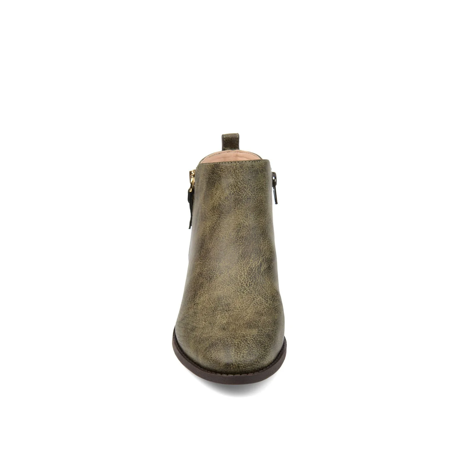 ELLIS ZIP UP BOOTIE IN VEGAN LEATHER - Olive - Image 5