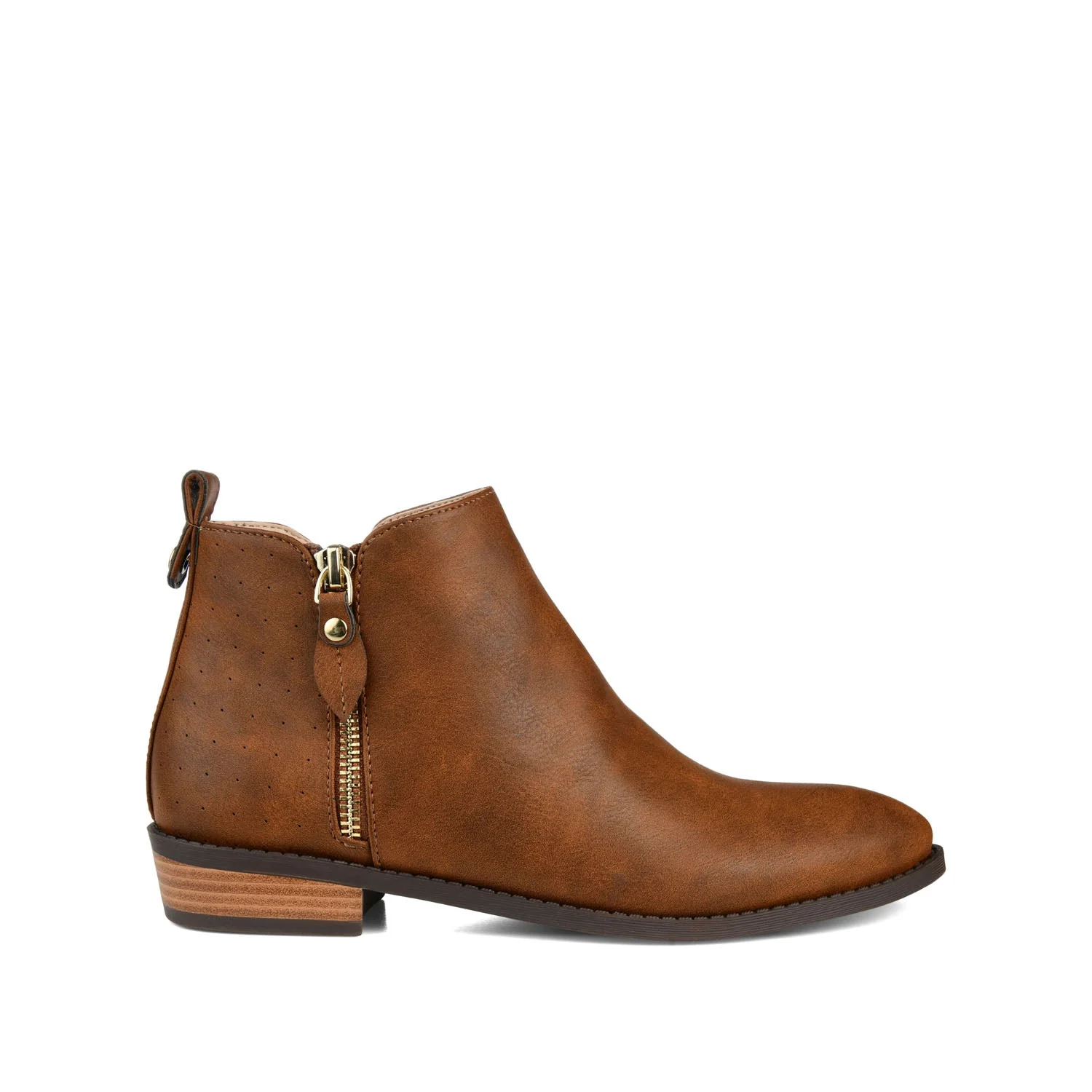 ELLIS ZIP UP VEGAN LEATHER BOOTIES IN WIDE - Brown - Image 2